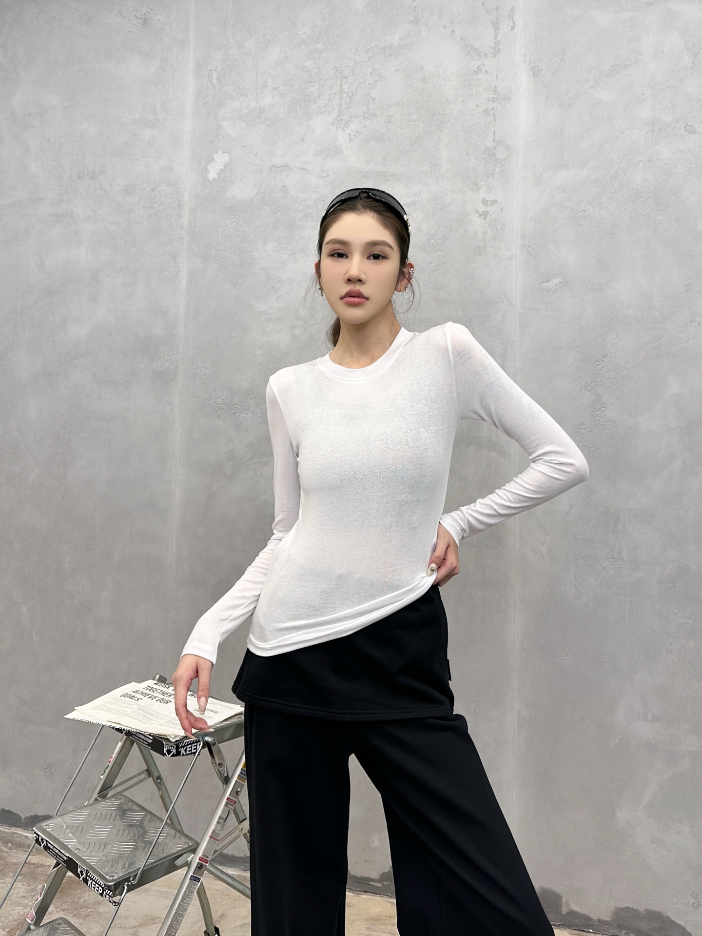 Acne ｜ 新款长袖打底，成衣洗水烫钻工艺，莱赛尔混纺面料，休闲时尚，尺码sml