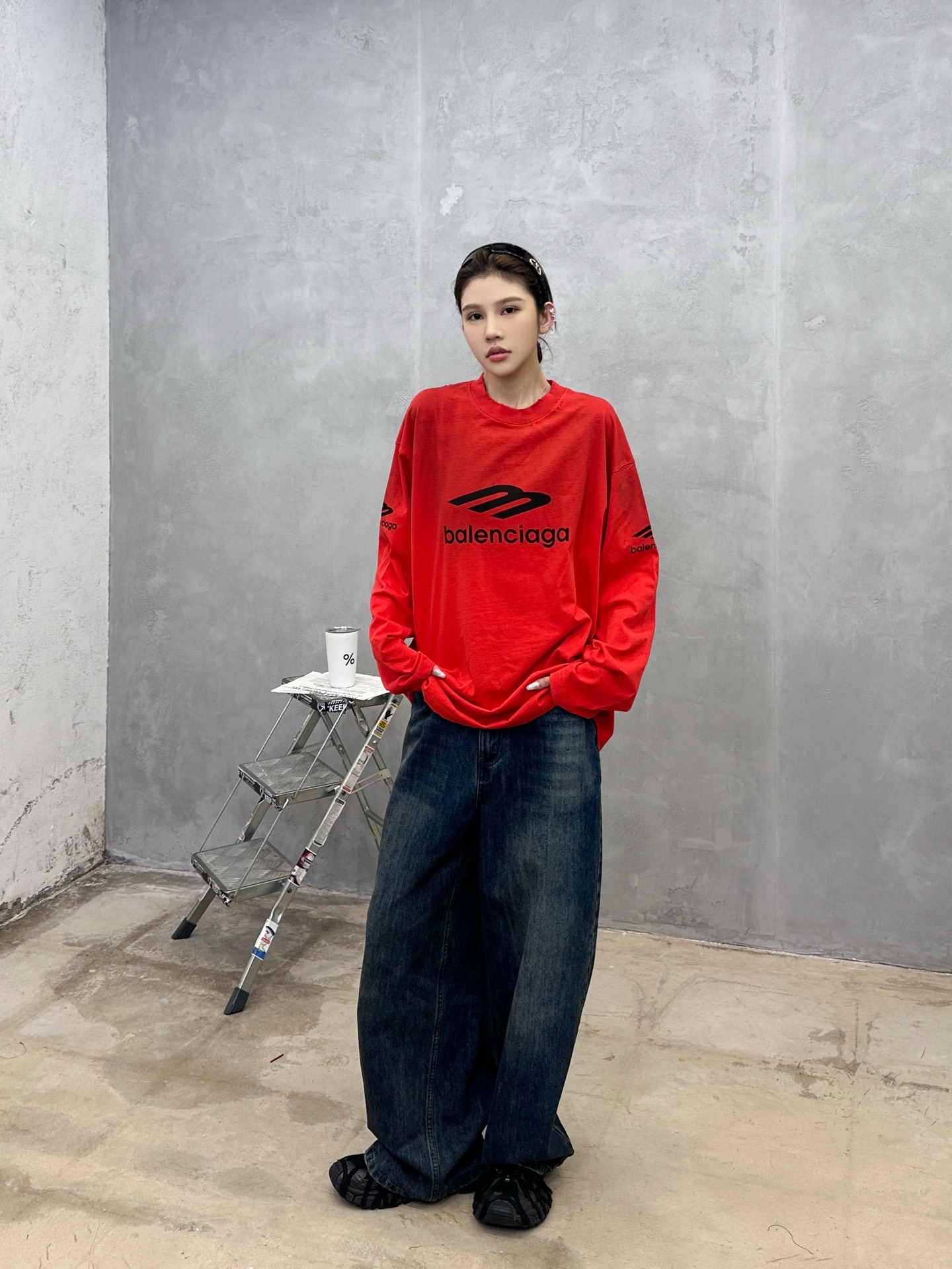 巴黎 ｜ 新款长袖t，成衣洗水喷色吊磨工艺加多处印花，男女同款，尺码sml