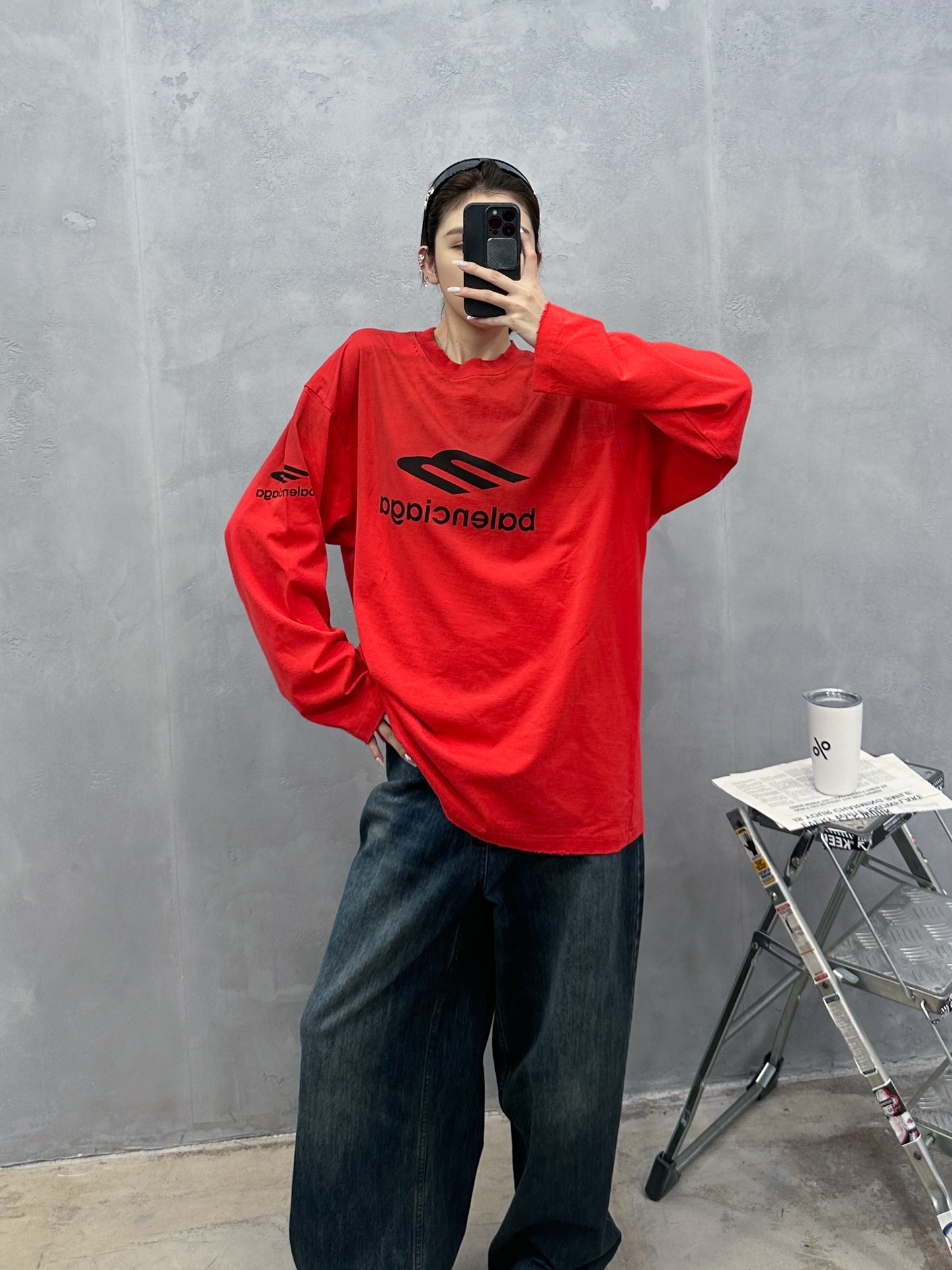 巴黎 ｜ 新款长袖t，成衣洗水喷色吊磨工艺加多处印花，男女同款，尺码sml