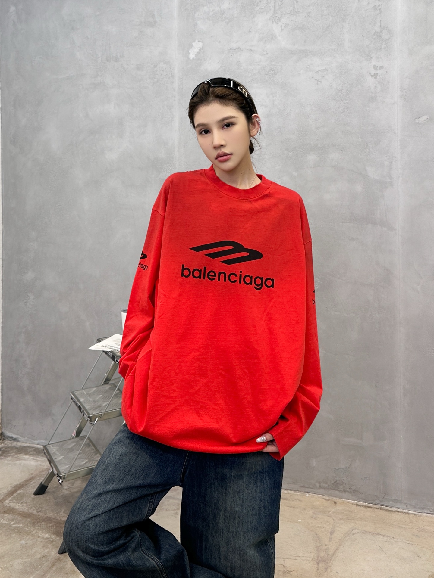 巴黎 ｜ 新款长袖t，成衣洗水喷色吊磨工艺加多处印花，男女同款，尺码sml