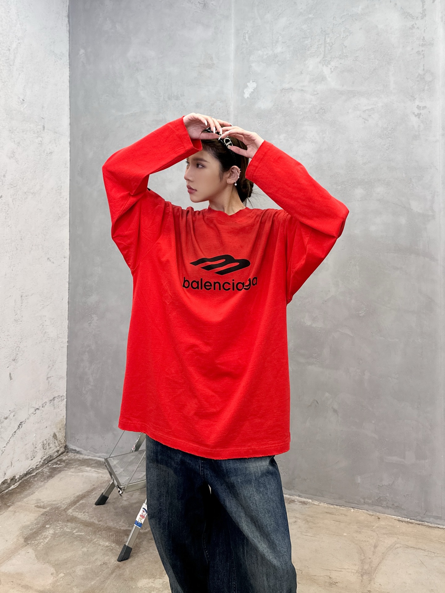 巴黎 ｜ 新款长袖t，成衣洗水喷色吊磨工艺加多处印花，男女同款，尺码sml