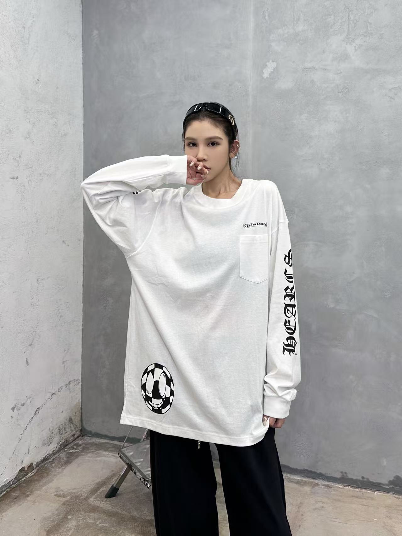 克罗心 ｜ 新款长袖t，成衣洗水工艺加全身6处印花，男女同款，尺码sml