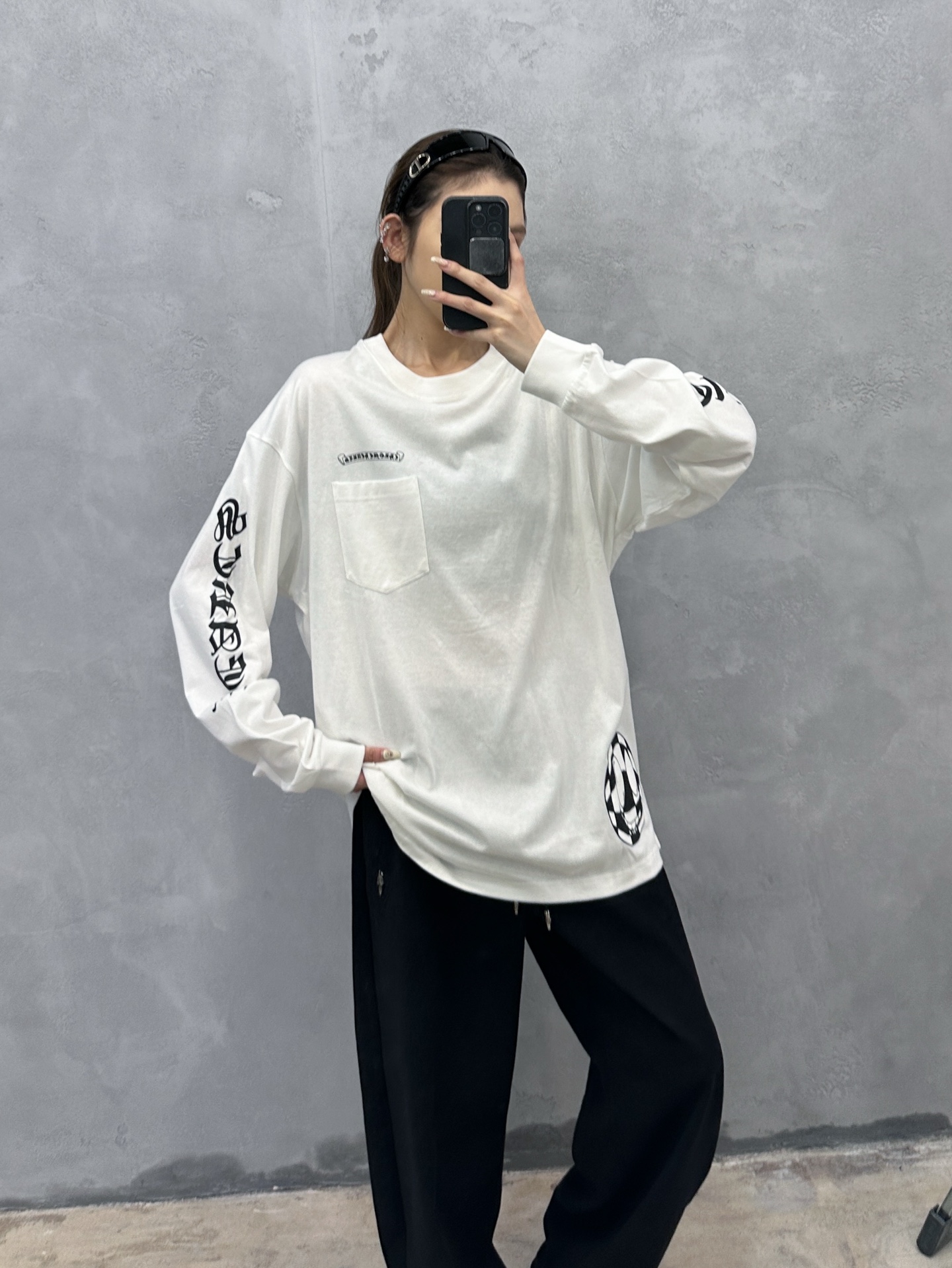 克罗心 ｜ 新款长袖t，成衣洗水工艺加全身6处印花，男女同款，尺码sml