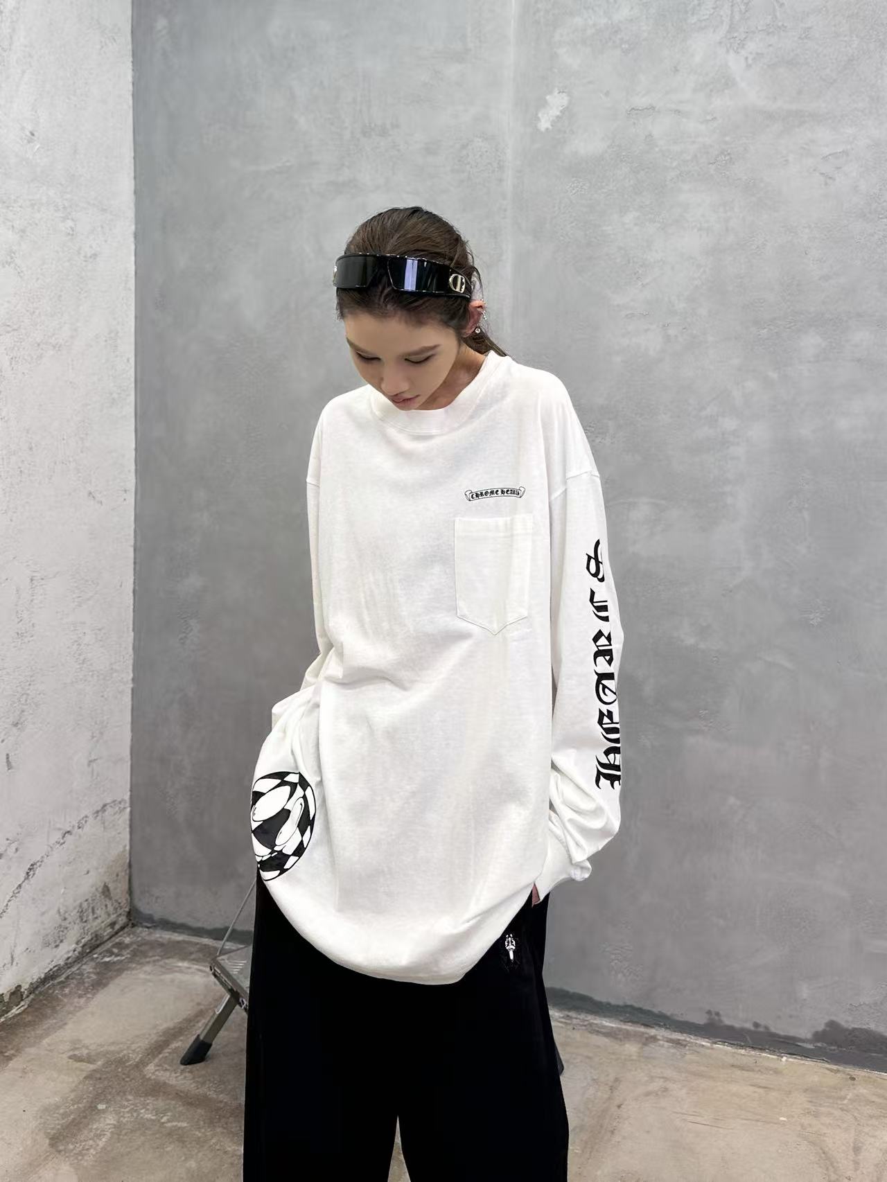 克罗心 ｜ 新款长袖t，成衣洗水工艺加全身6处印花，男女同款，尺码sml