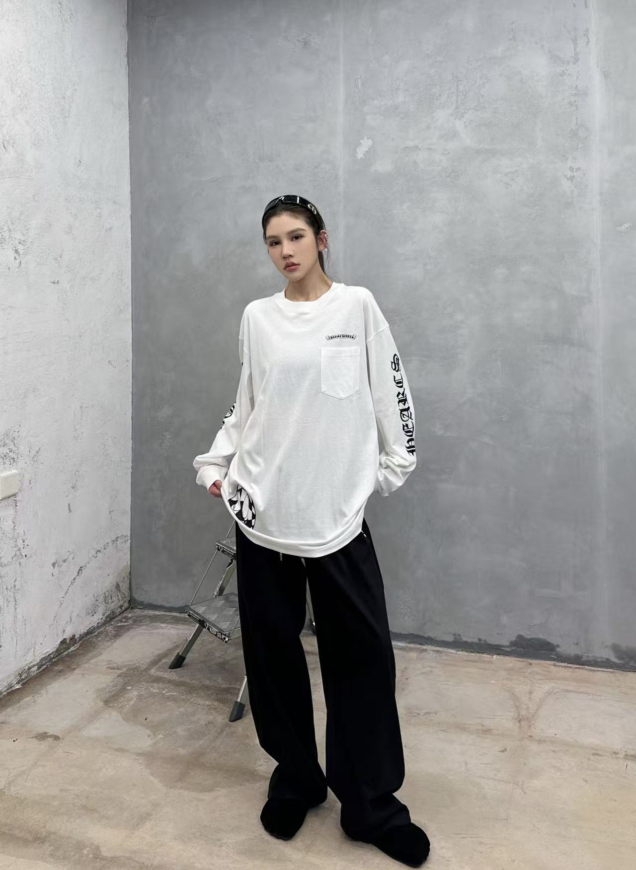 克罗心 ｜ 新款长袖t，成衣洗水工艺加全身6处印花，男女同款，尺码sml