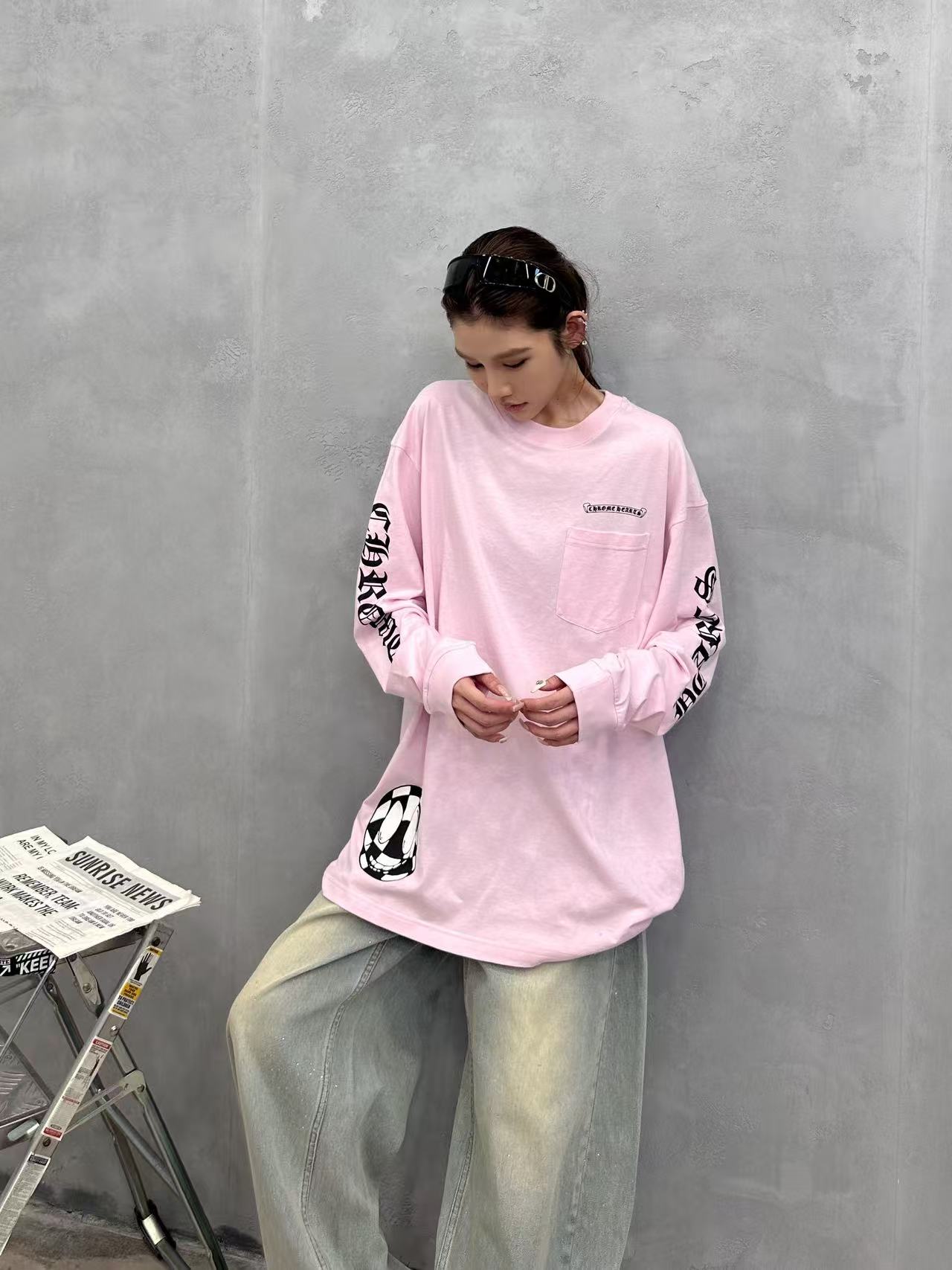 克罗心 ｜ 新款长袖t，成衣洗水工艺加全身6处印花，男女同款，尺码sml