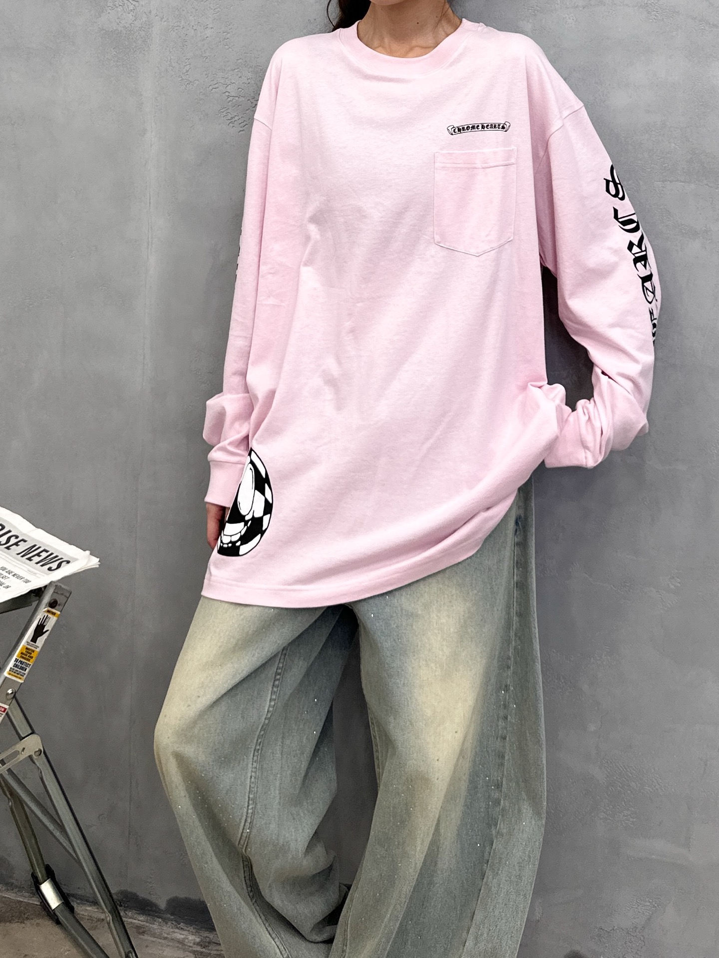 克罗心 ｜ 新款长袖t，成衣洗水工艺加全身6处印花，男女同款，尺码sml