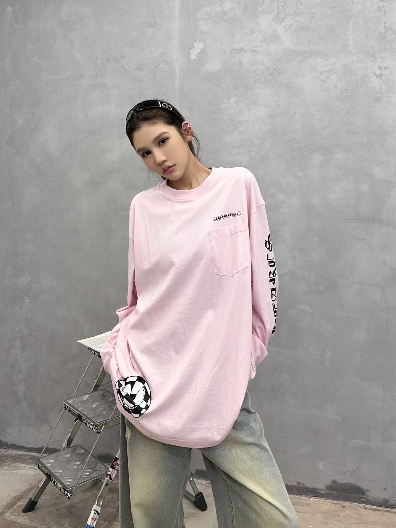 克罗心 ｜ 新款长袖t，成衣洗水工艺加全身6处印花，男女同款，尺码sml