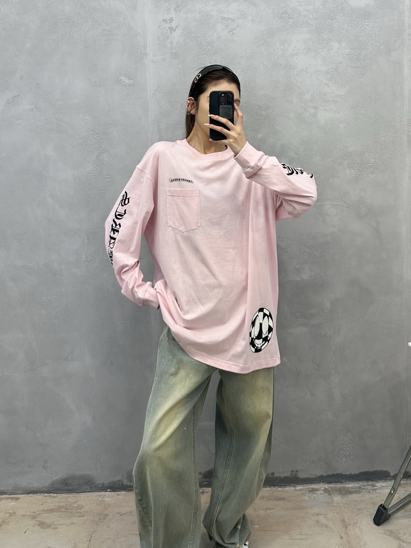 克罗心 ｜ 新款长袖t，成衣洗水工艺加全身6处印花，男女同款，尺码sml