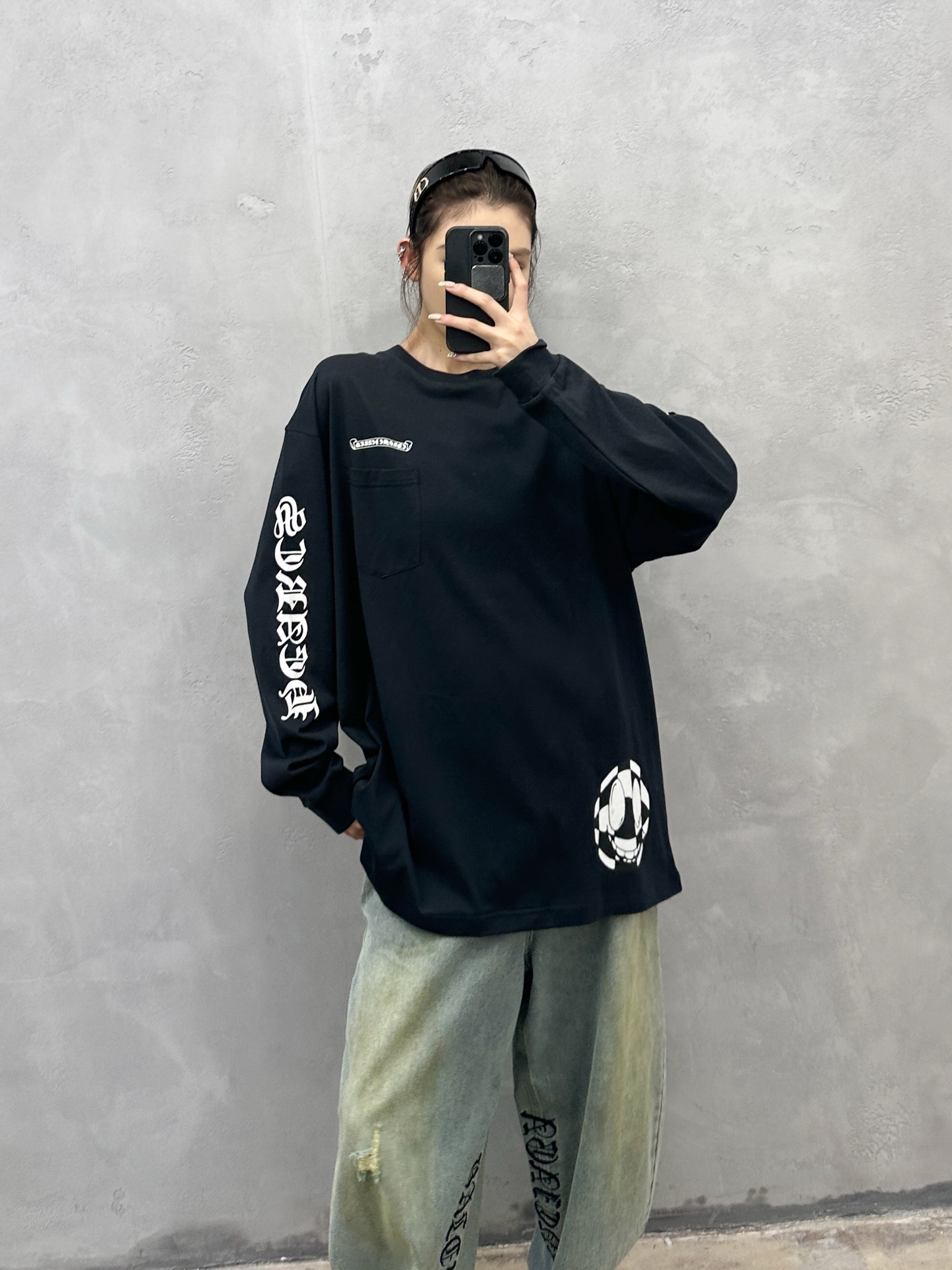 克罗心 ｜ 新款长袖t，成衣洗水工艺加全身6处印花，男女同款，尺码sml