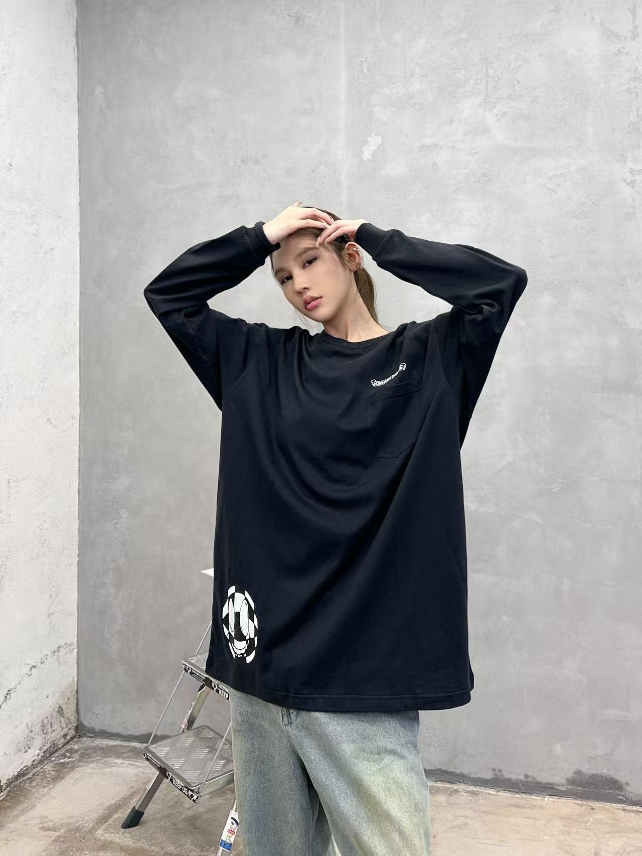 克罗心 ｜ 新款长袖t，成衣洗水工艺加全身6处印花，男女同款，尺码sml