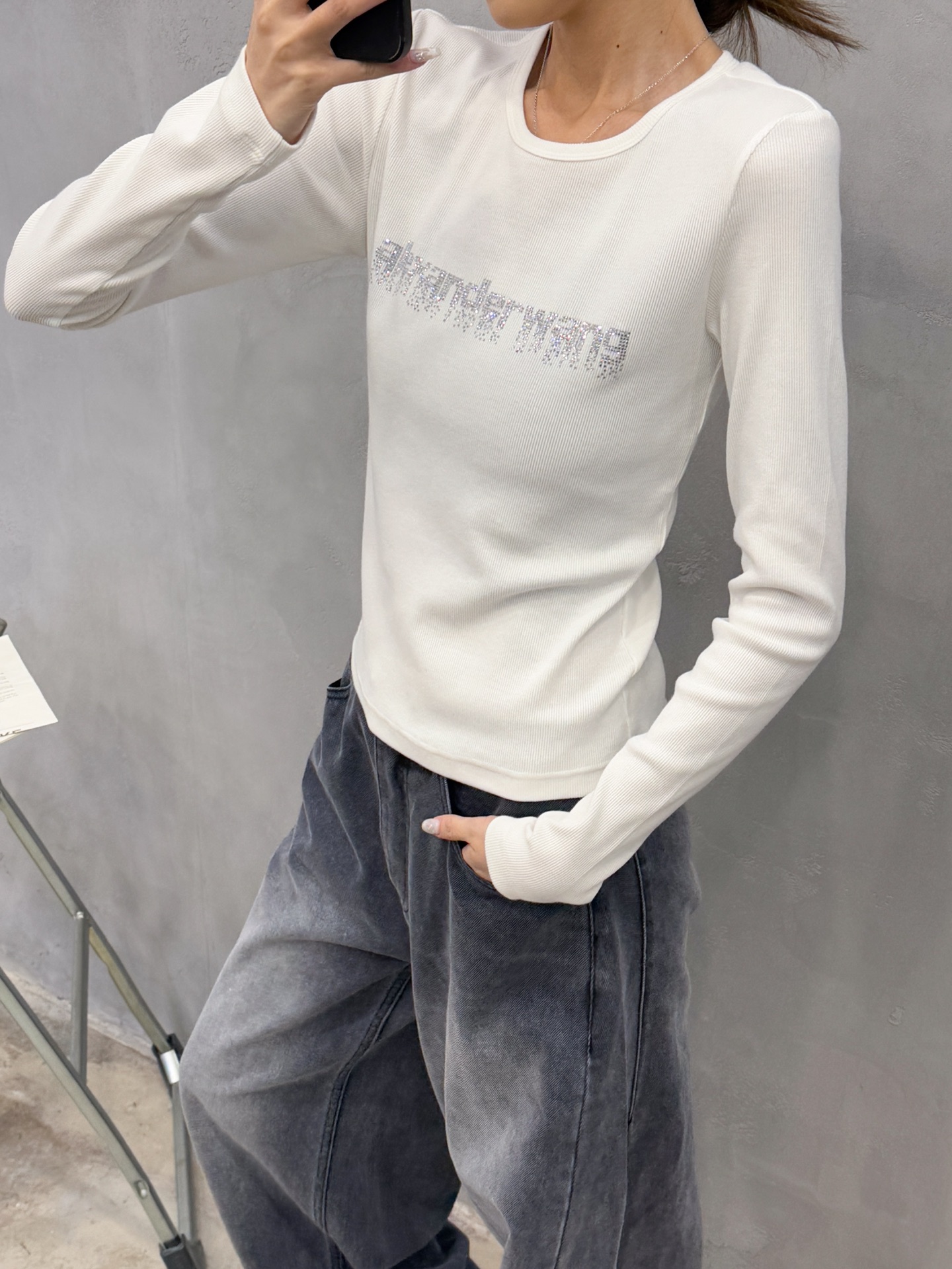 大王 ｜ 新款长袖打底，成衣洗水烫钻工艺，休闲时尚，尺码sml