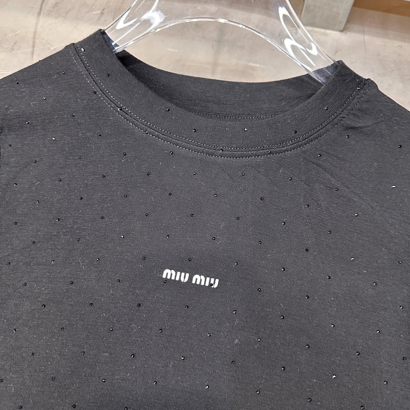 Miu ｜ 新款长袖打底，成衣全身烫钻工艺加前后印花，莱赛尔混纺面料亲肤感超强，尺码sml