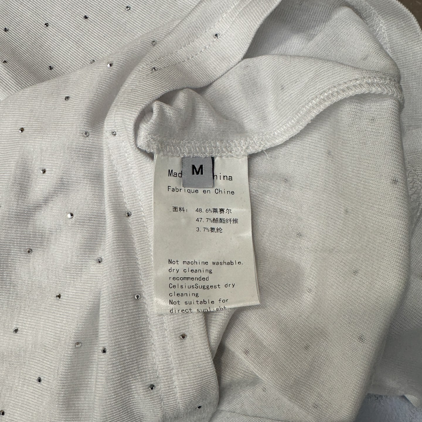 Miu ｜ 新款长袖打底，成衣全身烫钻工艺加前后印花，莱赛尔混纺面料亲肤感超强，尺码sml