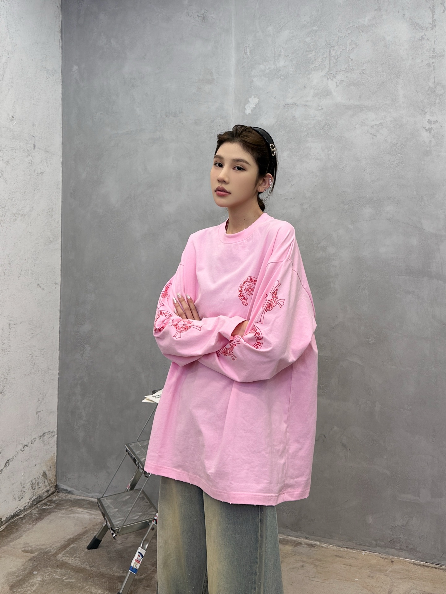 克罗心 ｜ 新款长袖t，成衣洗水吊磨工艺加5处印花，男女同款，尺码sml