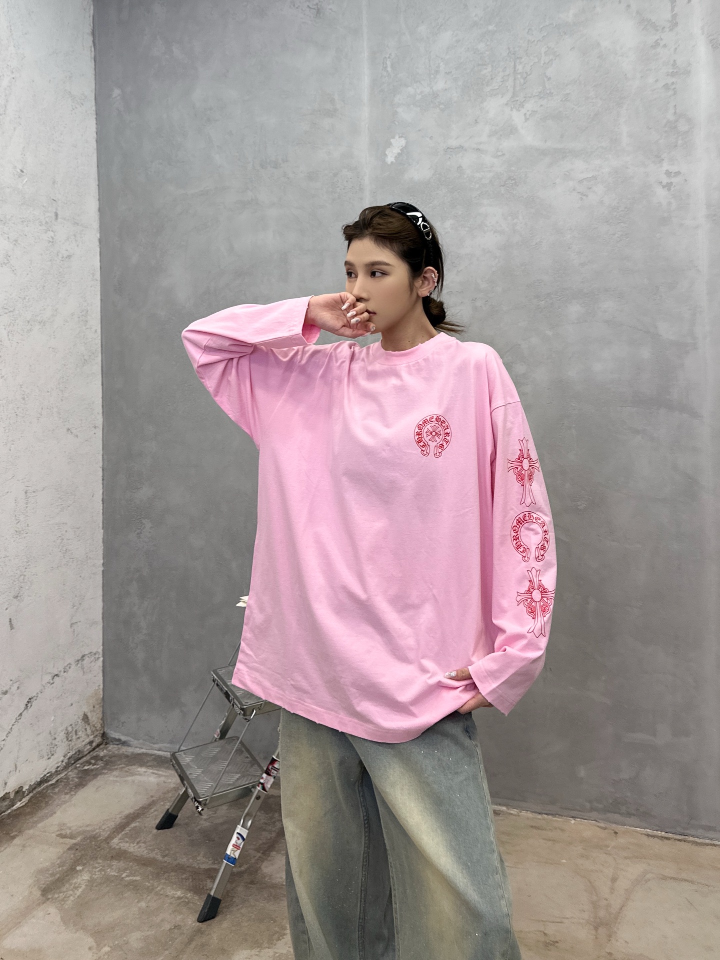 克罗心 ｜ 新款长袖t，成衣洗水吊磨工艺加5处印花，男女同款，尺码sml