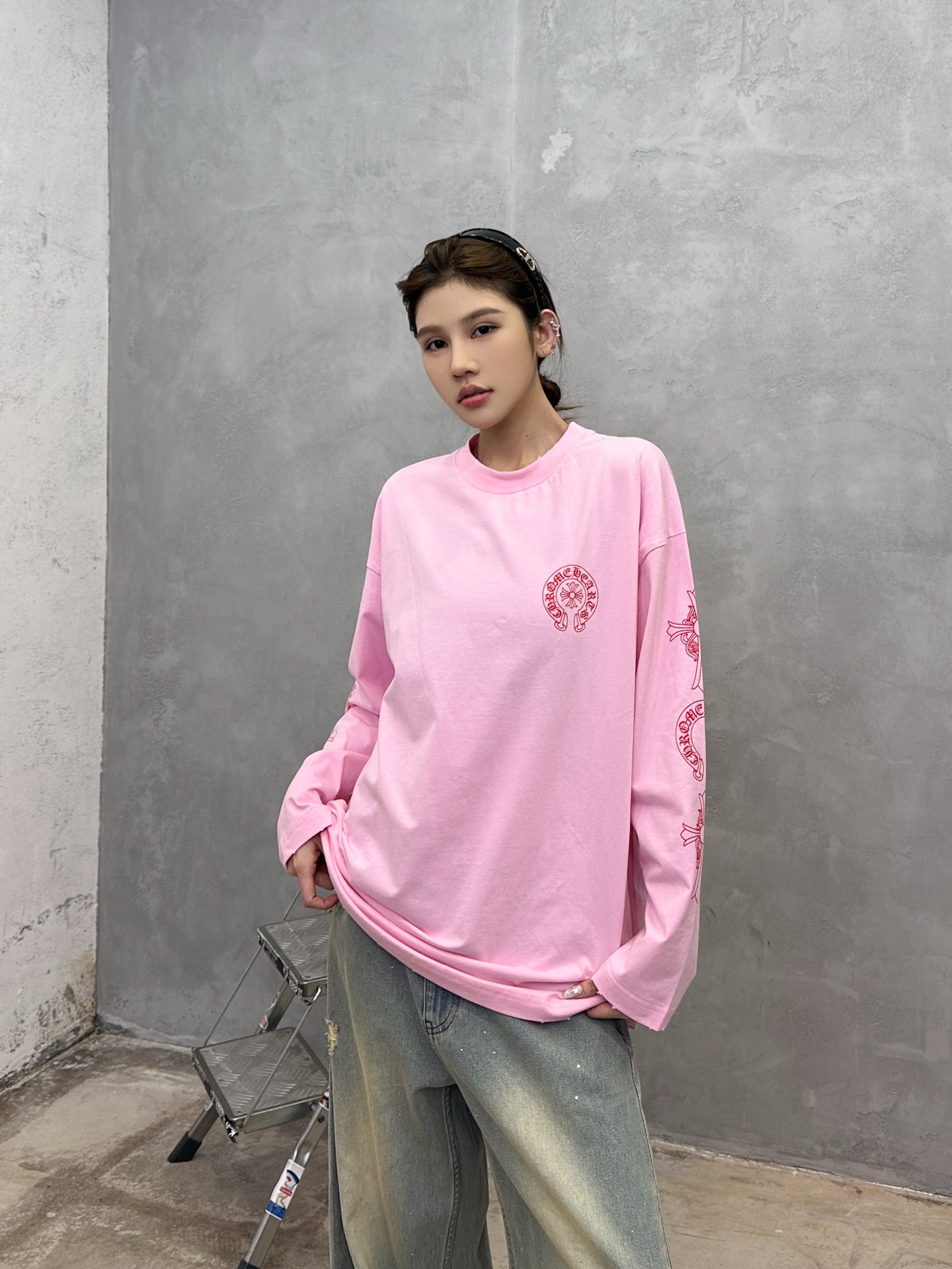 克罗心 ｜ 新款长袖t，成衣洗水吊磨工艺加5处印花，男女同款，尺码sml