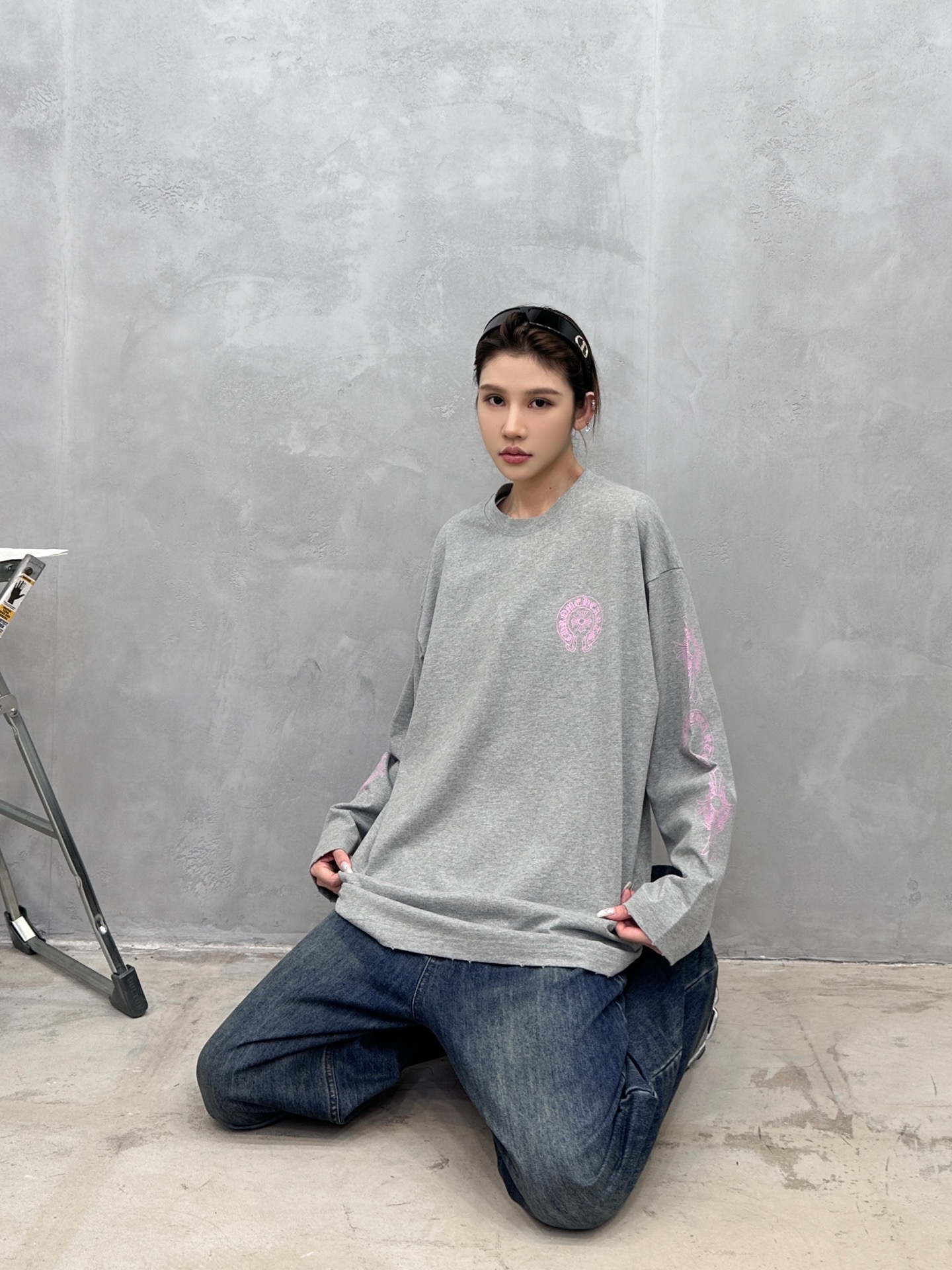 克罗心 ｜ 新款长袖t，成衣洗水吊磨工艺加5处印花，男女同款，尺码sml