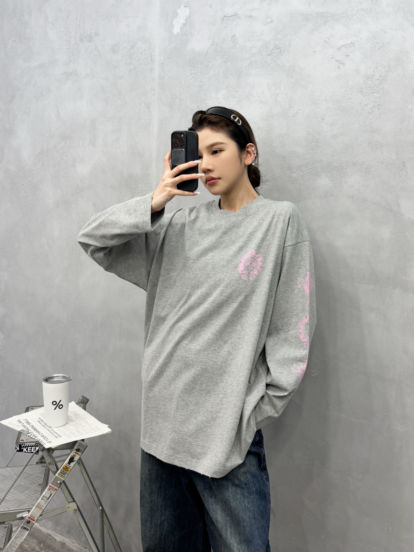 克罗心 ｜ 新款长袖t，成衣洗水吊磨工艺加5处印花，男女同款，尺码sml