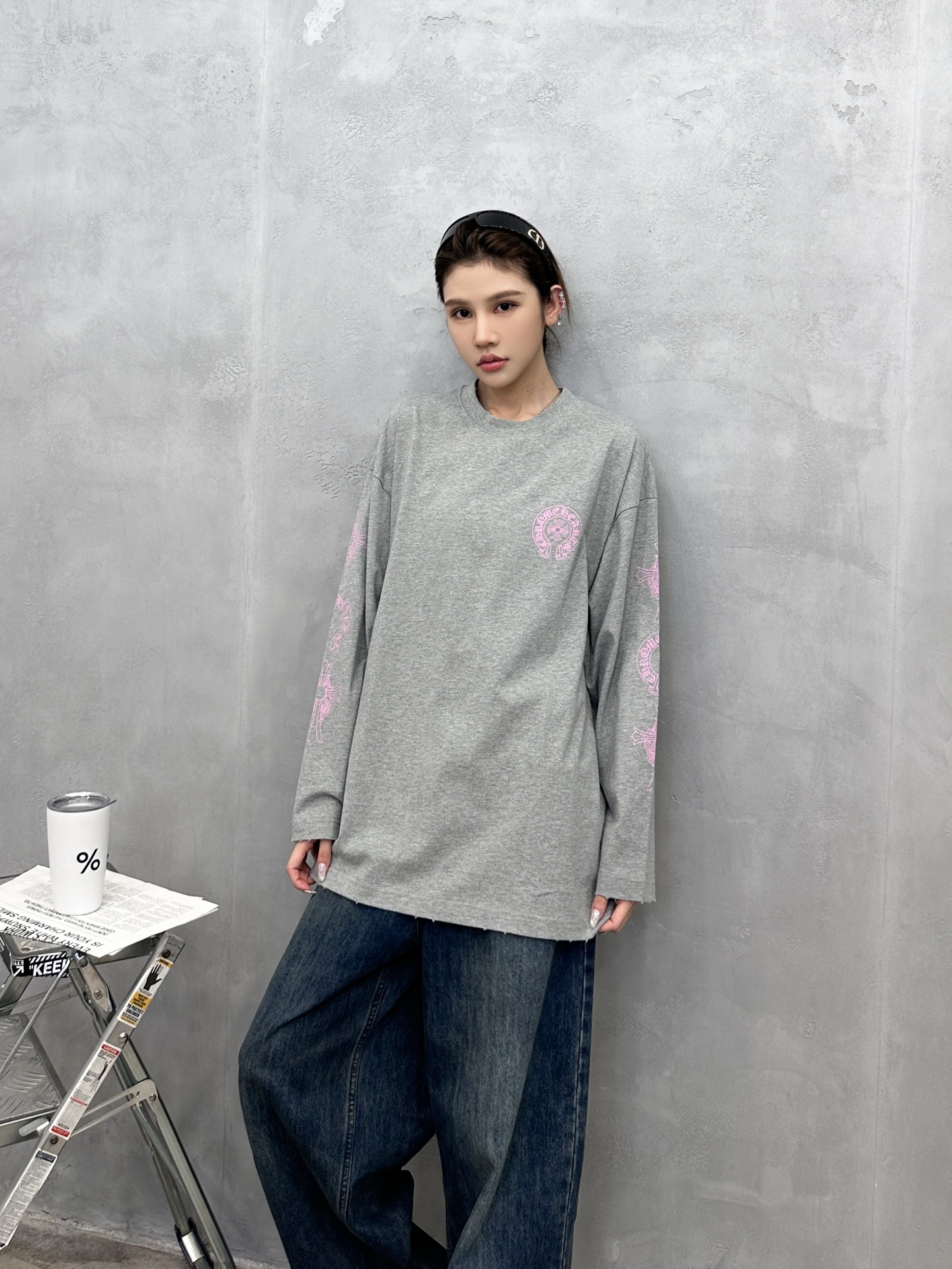 克罗心 ｜ 新款长袖t，成衣洗水吊磨工艺加5处印花，男女同款，尺码sml