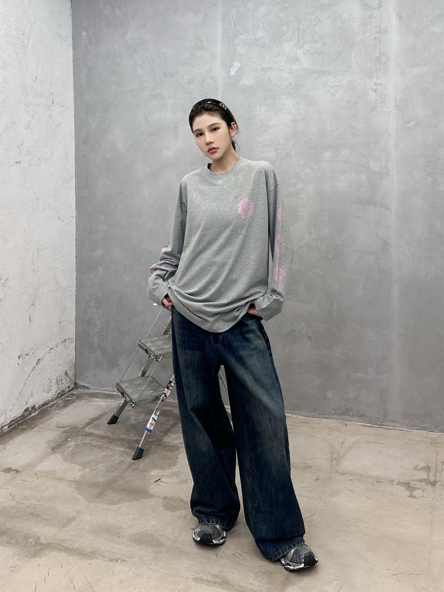 克罗心 ｜ 新款长袖t，成衣洗水吊磨工艺加5处印花，男女同款，尺码sml