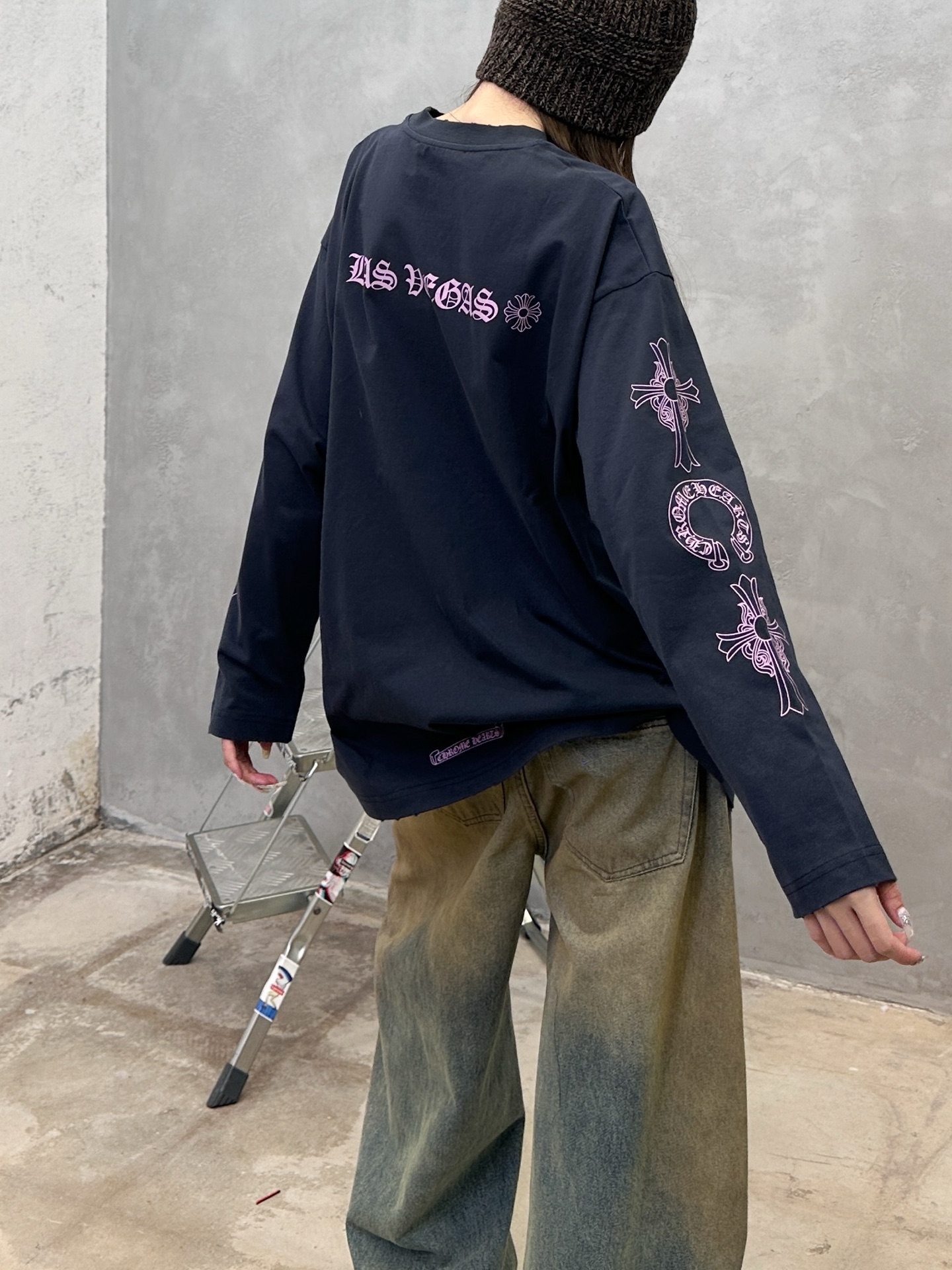 克罗心 ｜ 新款长袖t，成衣洗水吊磨工艺加5处印花，男女同款，尺码sml