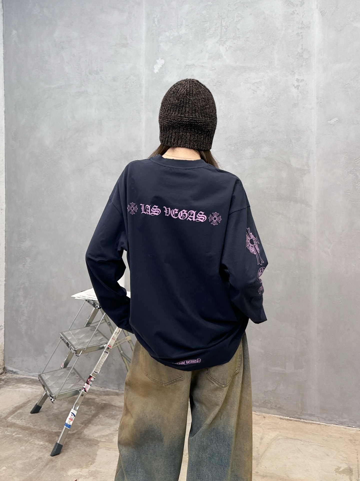 克罗心 ｜ 新款长袖t，成衣洗水吊磨工艺加5处印花，男女同款，尺码sml