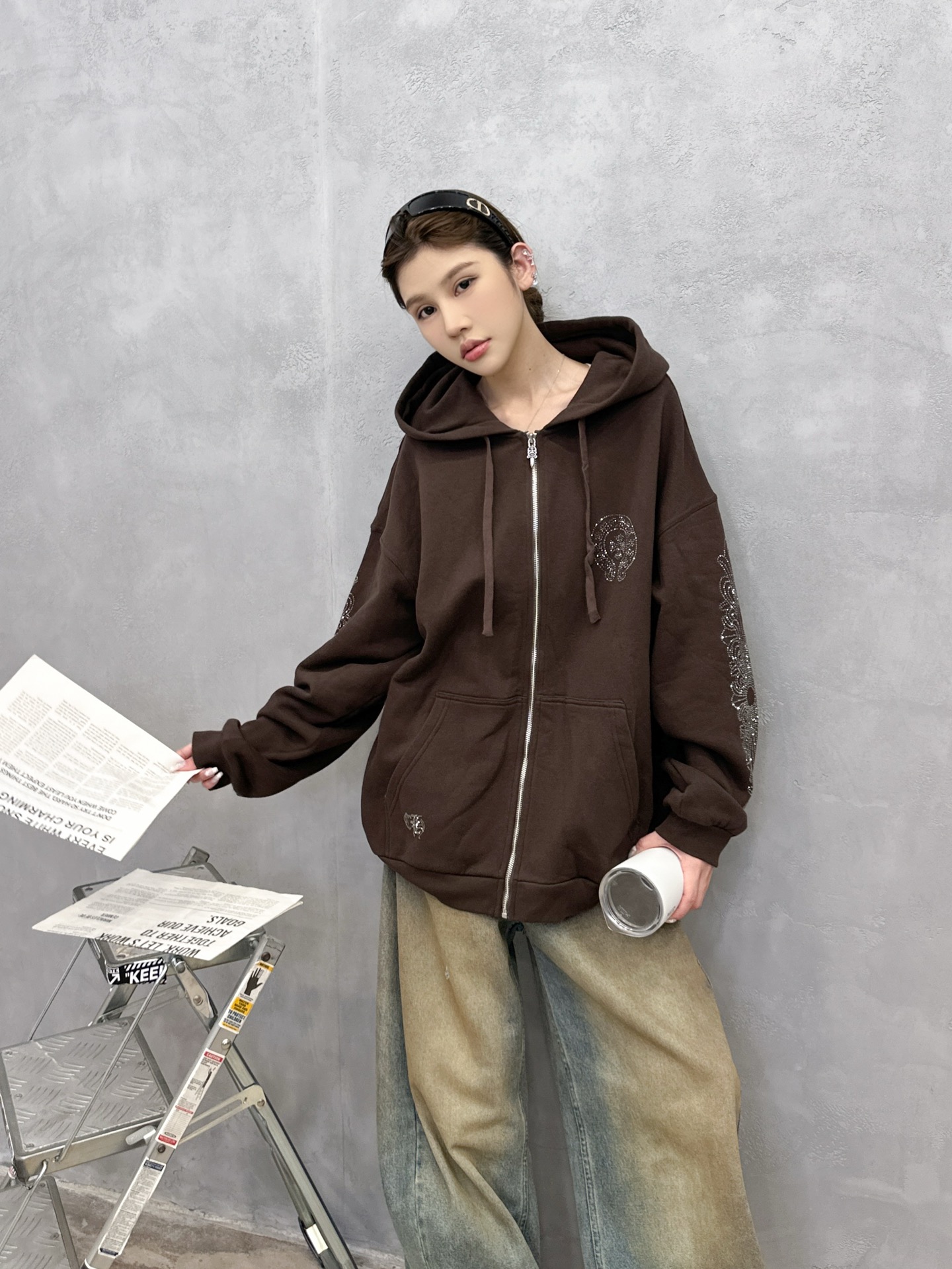 克罗心 ｜ 新款卫衣开衫，成衣洗水烫钻工艺，男女同款，尺码sml