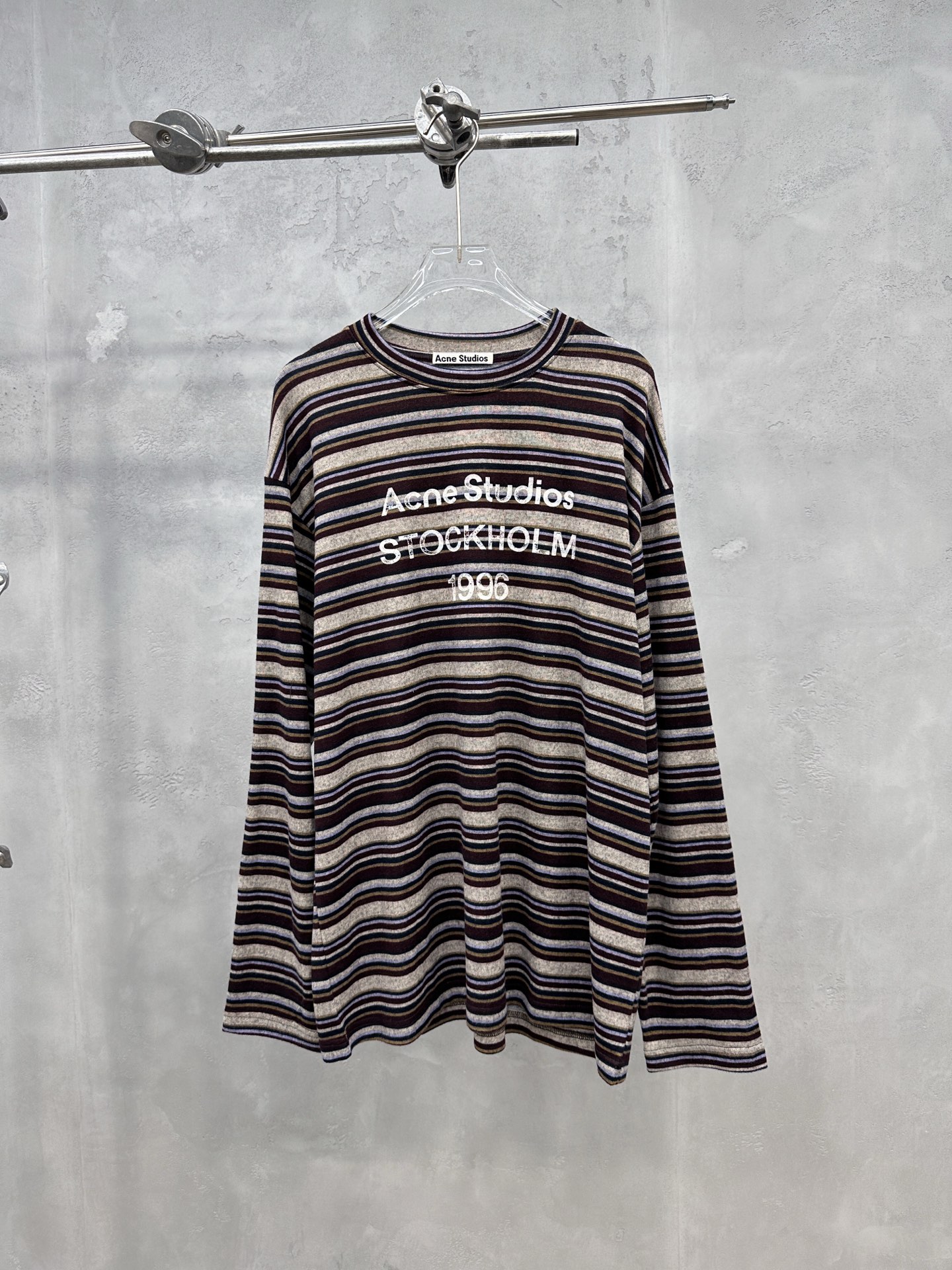 Acne ｜ 新款长袖t，成衣洗水印花工艺，特殊白色条纹织布面料，男女同款，尺码sml