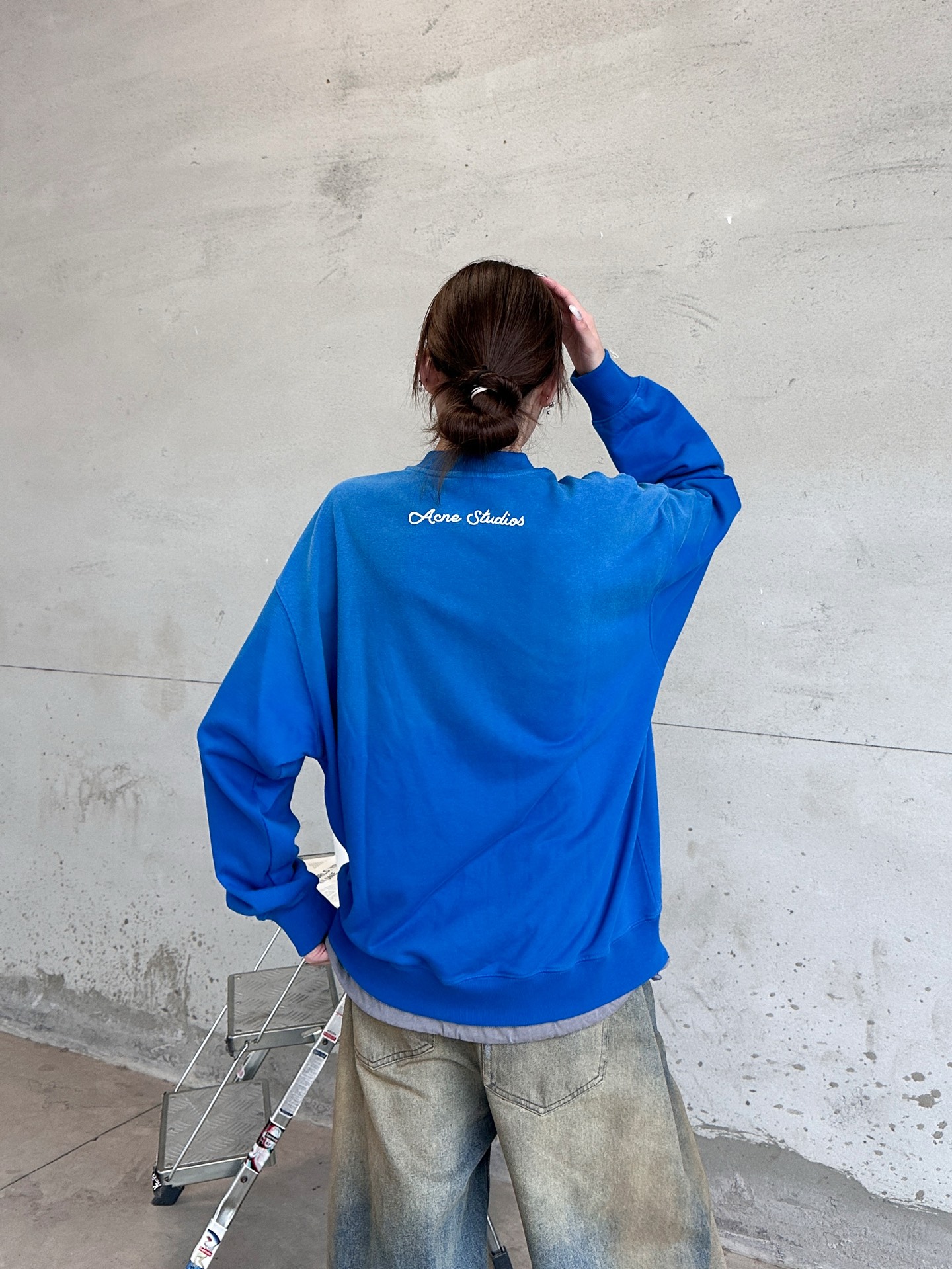 Acne ｜ 新款套头卫衣，成衣洗水炒色喷色工艺加前后印花，上下拼接假两件款式，男女同款，尺码sml