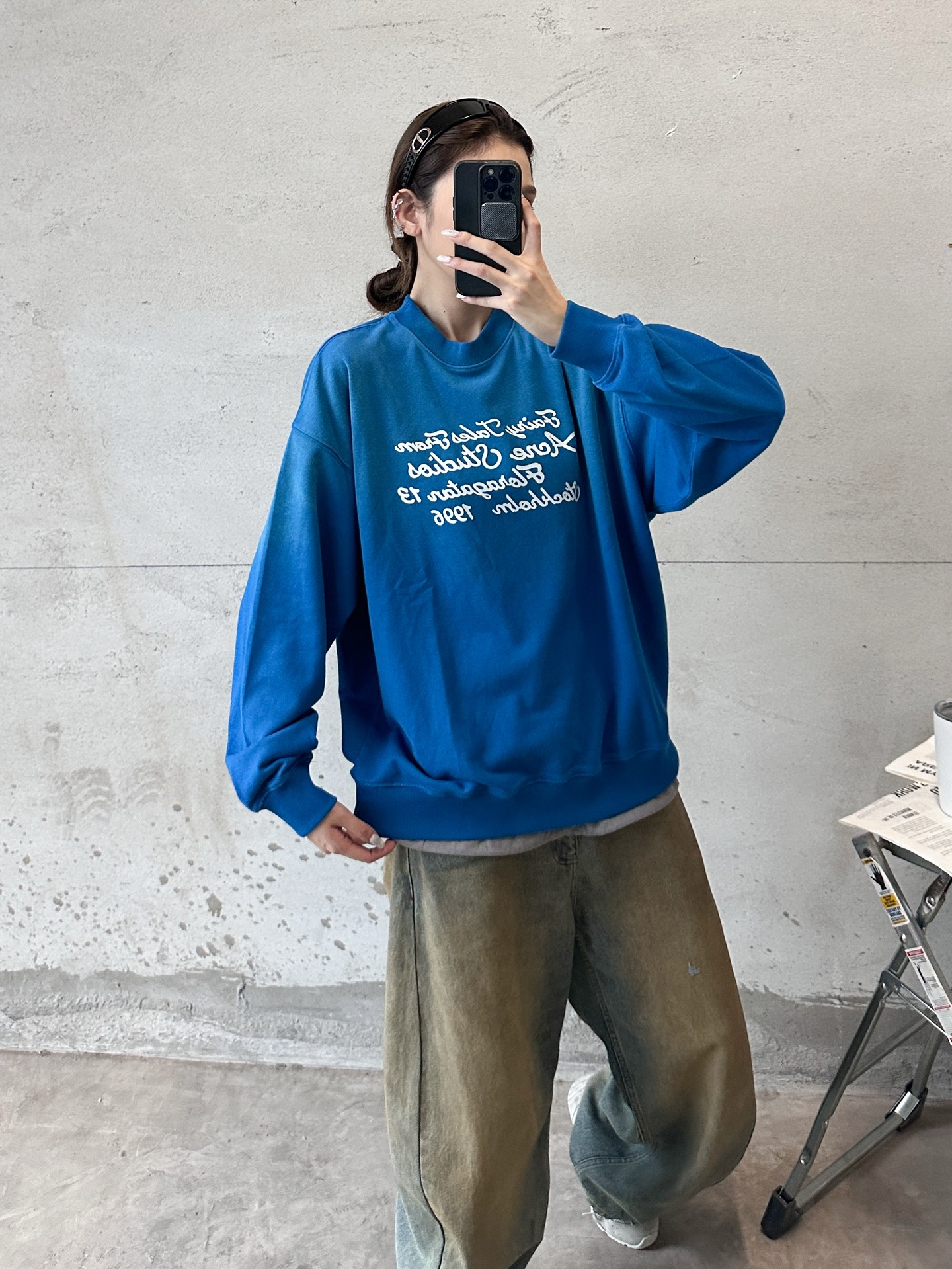 Acne ｜ 新款套头卫衣，成衣洗水炒色喷色工艺加前后印花，上下拼接假两件款式，男女同款，尺码sml