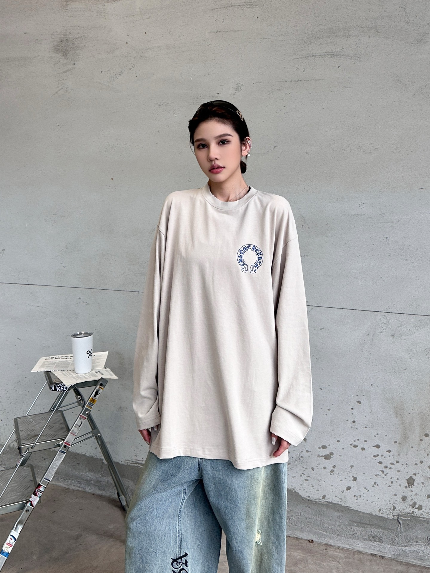 克罗心 ｜ 新款长袖t，成衣洗水吊磨工艺加多处印花，男女同款，尺码sml