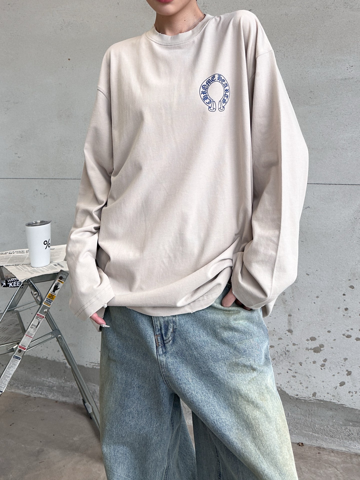 克罗心 ｜ 新款长袖t，成衣洗水吊磨工艺加多处印花，男女同款，尺码sml