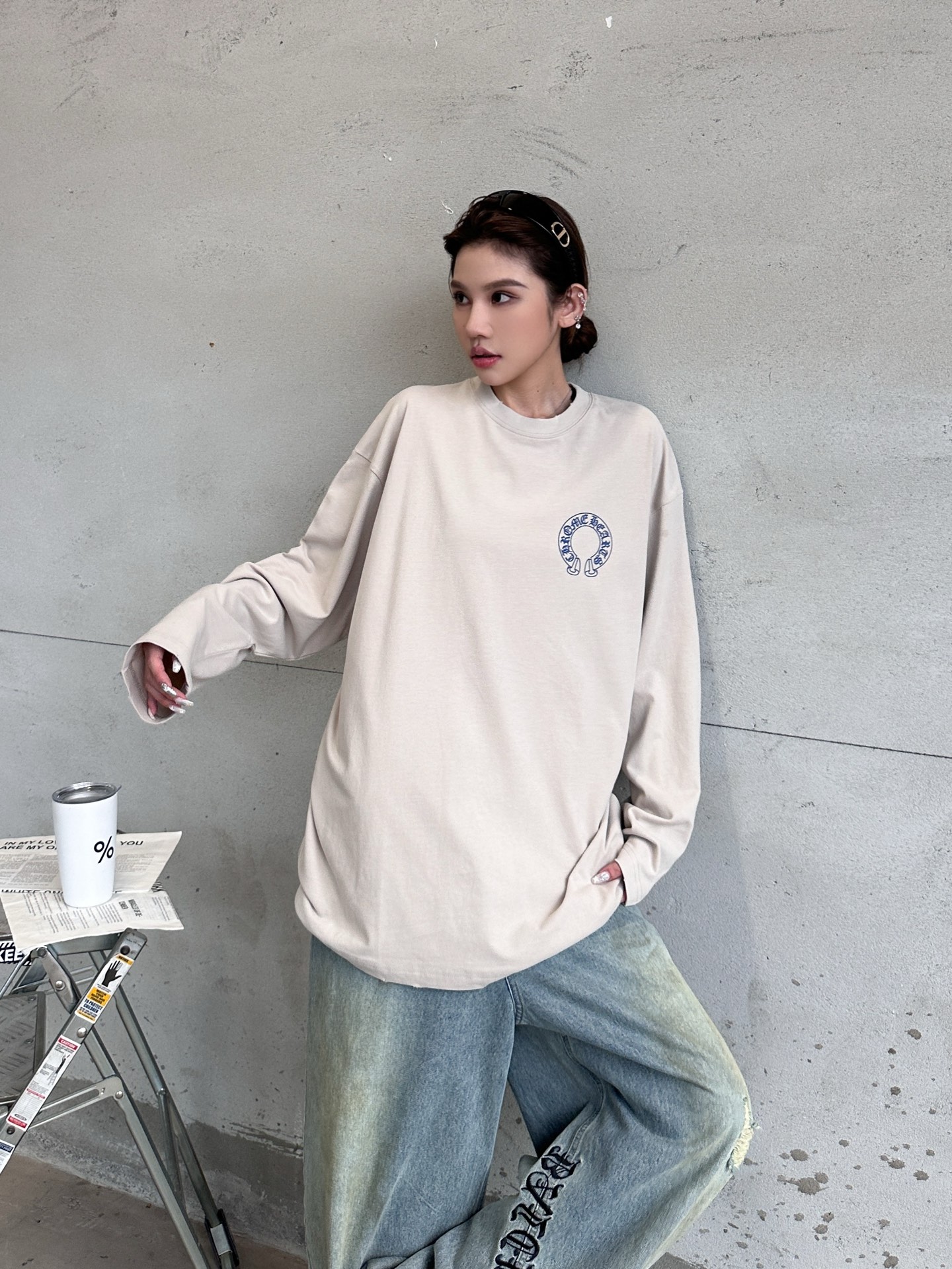 克罗心 ｜ 新款长袖t，成衣洗水吊磨工艺加多处印花，男女同款，尺码sml