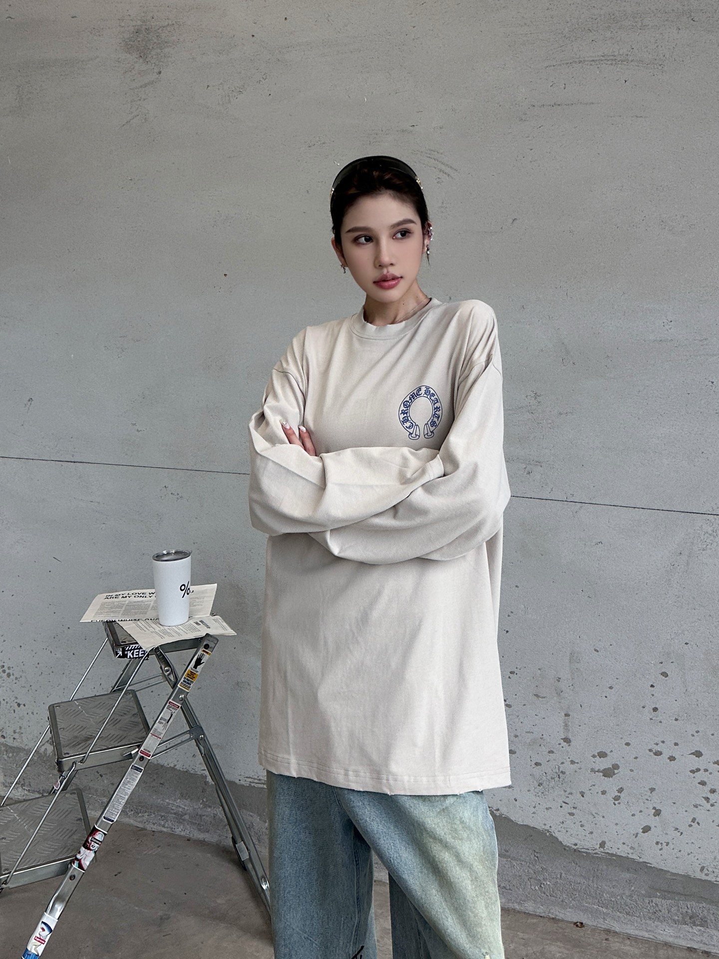 克罗心 ｜ 新款长袖t，成衣洗水吊磨工艺加多处印花，男女同款，尺码sml