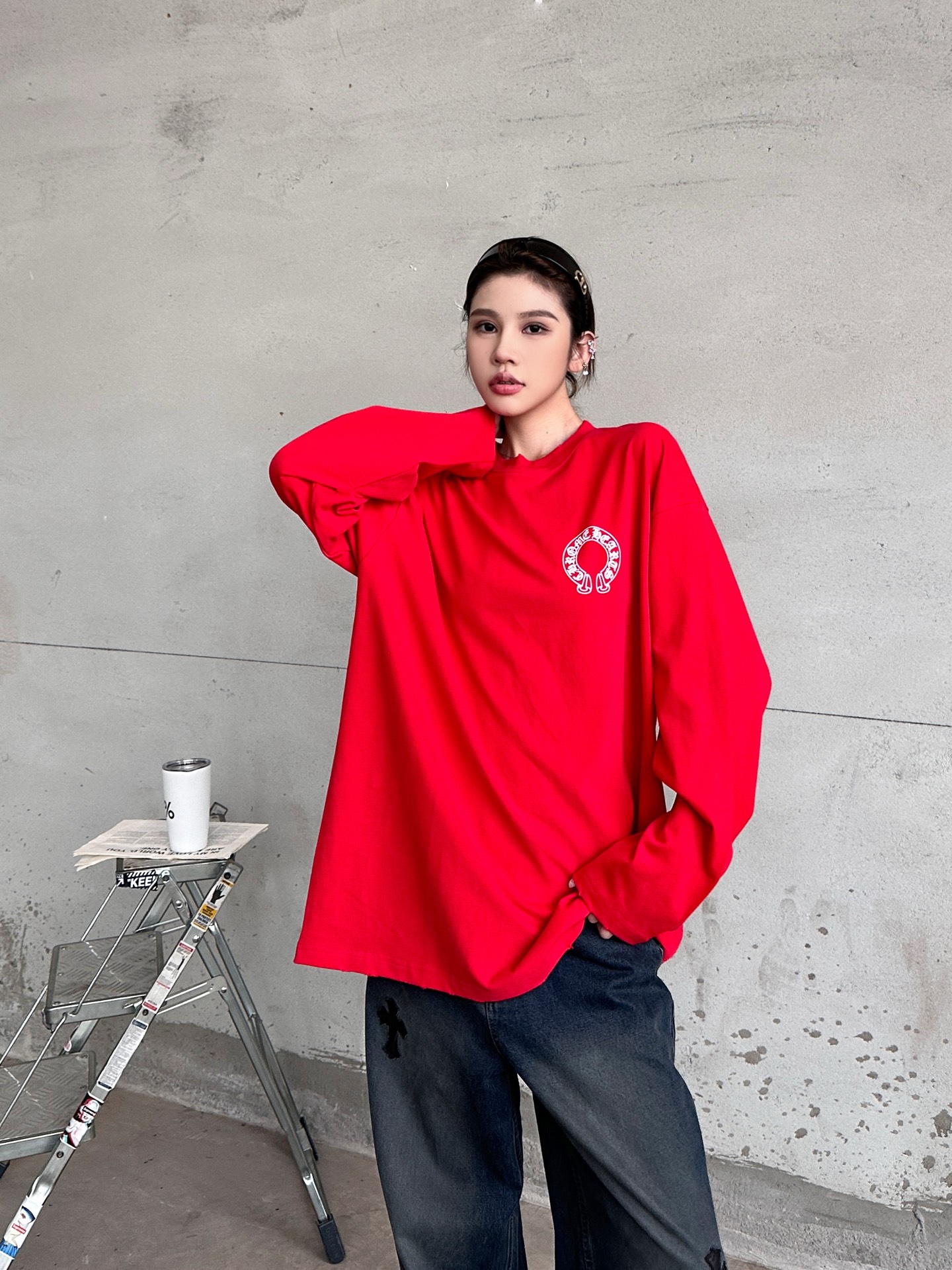 克罗心 ｜ 新款长袖t，成衣洗水吊磨工艺加多处印花，男女同款，尺码sml