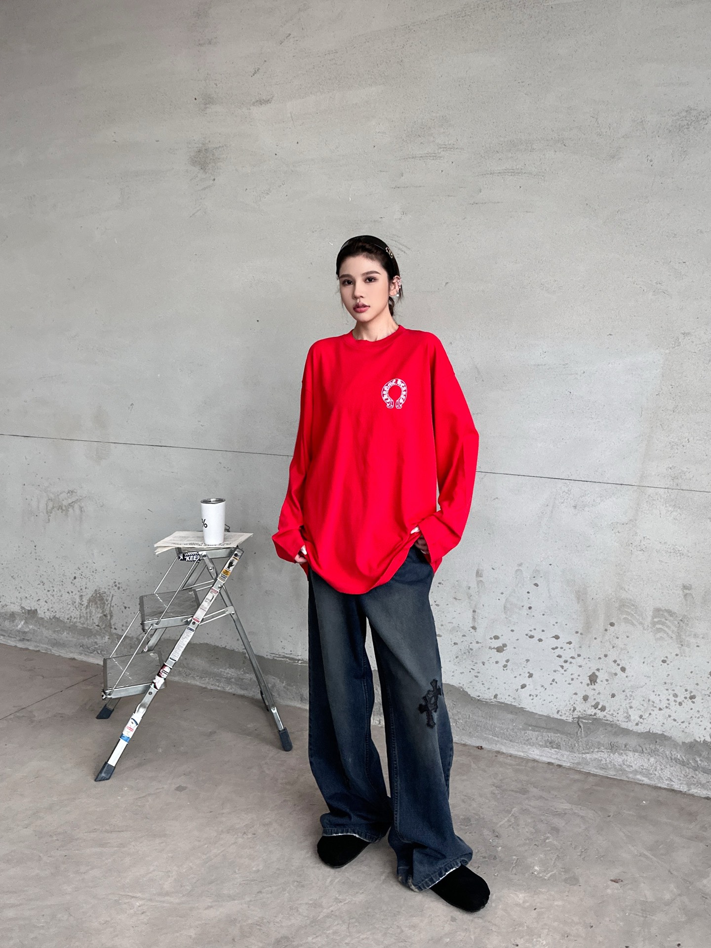 克罗心 ｜ 新款长袖t，成衣洗水吊磨工艺加多处印花，男女同款，尺码sml