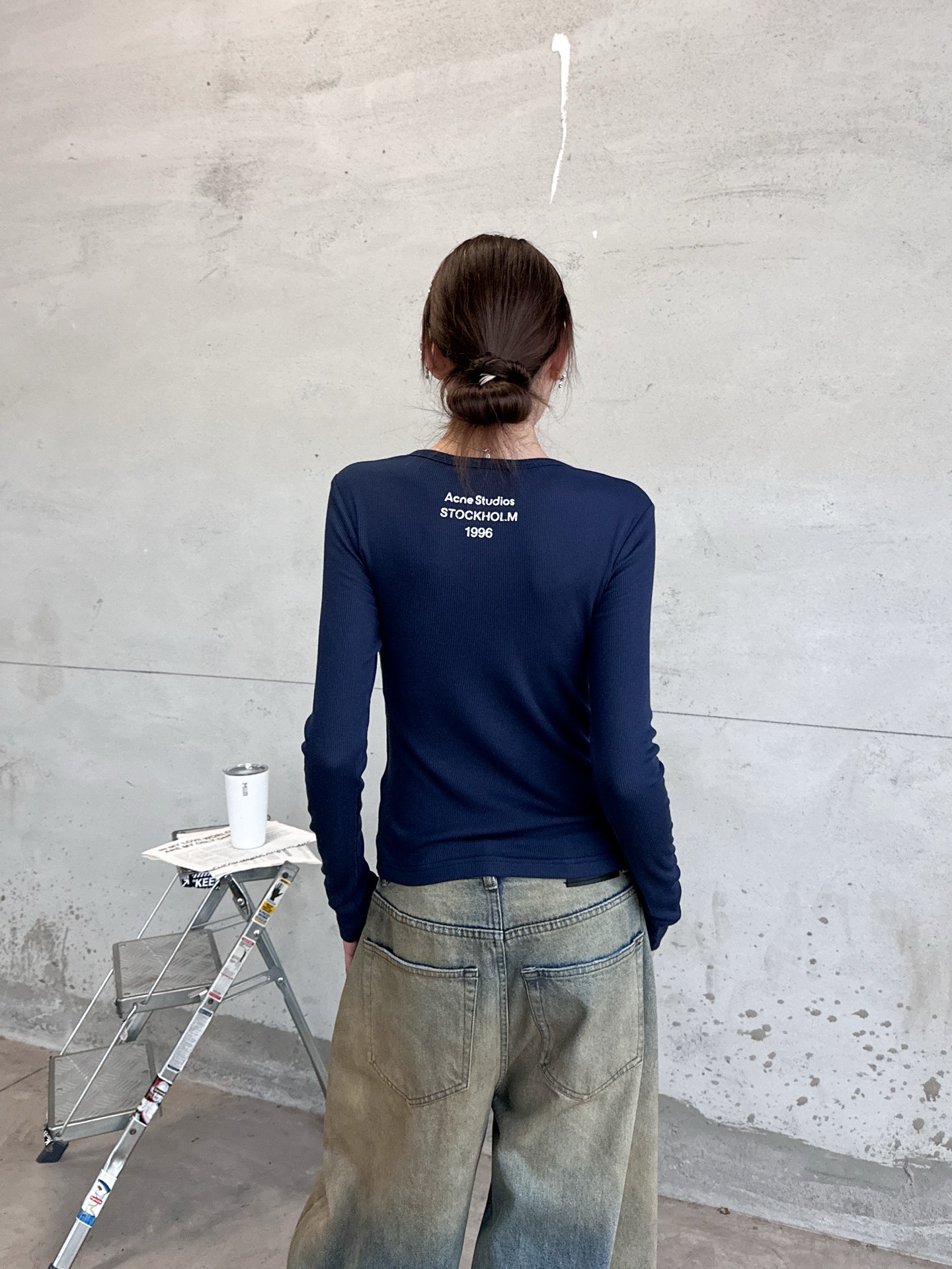 Acne ｜ 新款长袖打底，前后印花莫代尔亚麻面料，休闲时尚，尺码sml