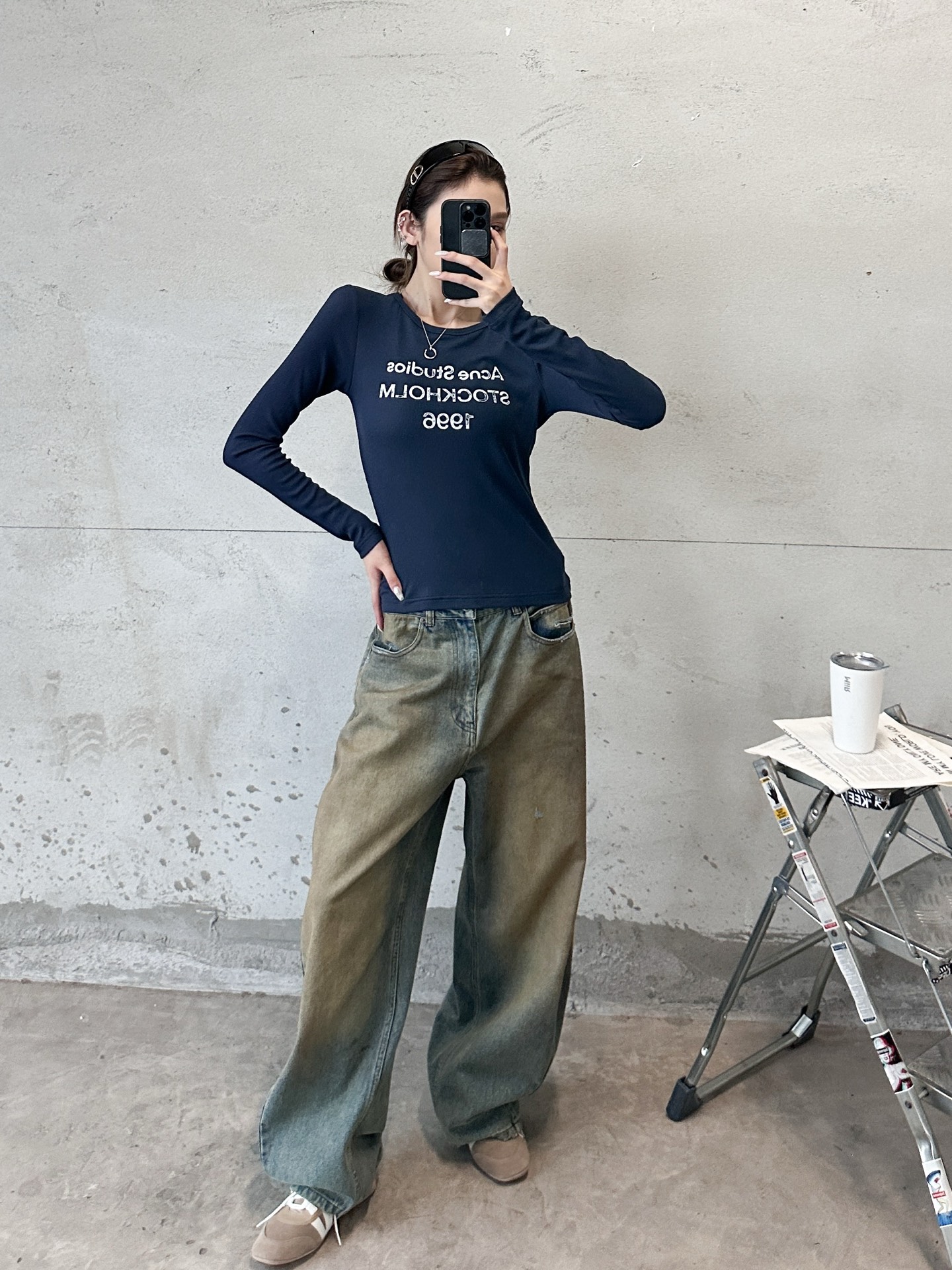 Acne ｜ 新款长袖打底，前后印花莫代尔亚麻面料，休闲时尚，尺码sml