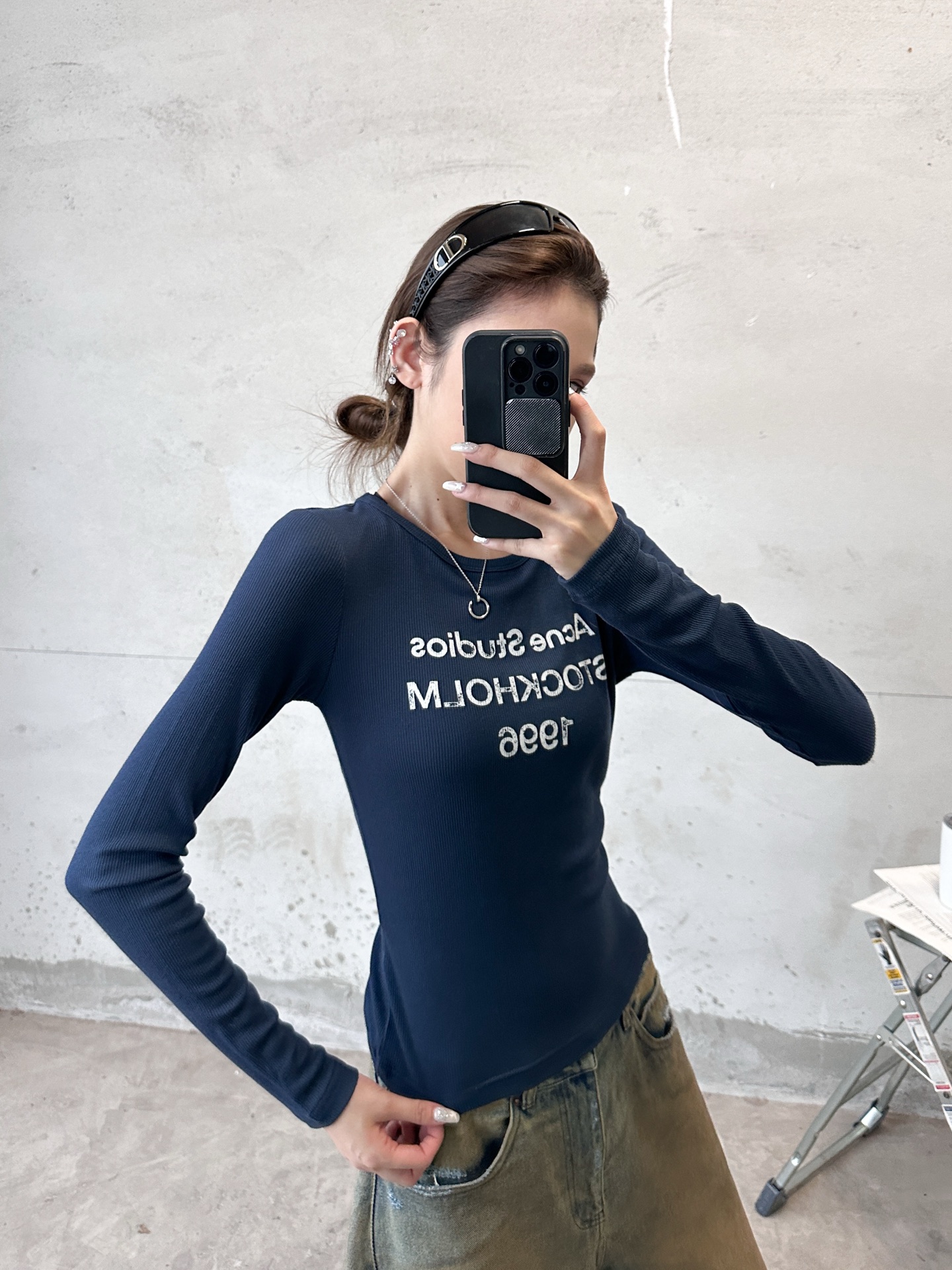 Acne ｜ 新款长袖打底，前后印花莫代尔亚麻面料，休闲时尚，尺码sml