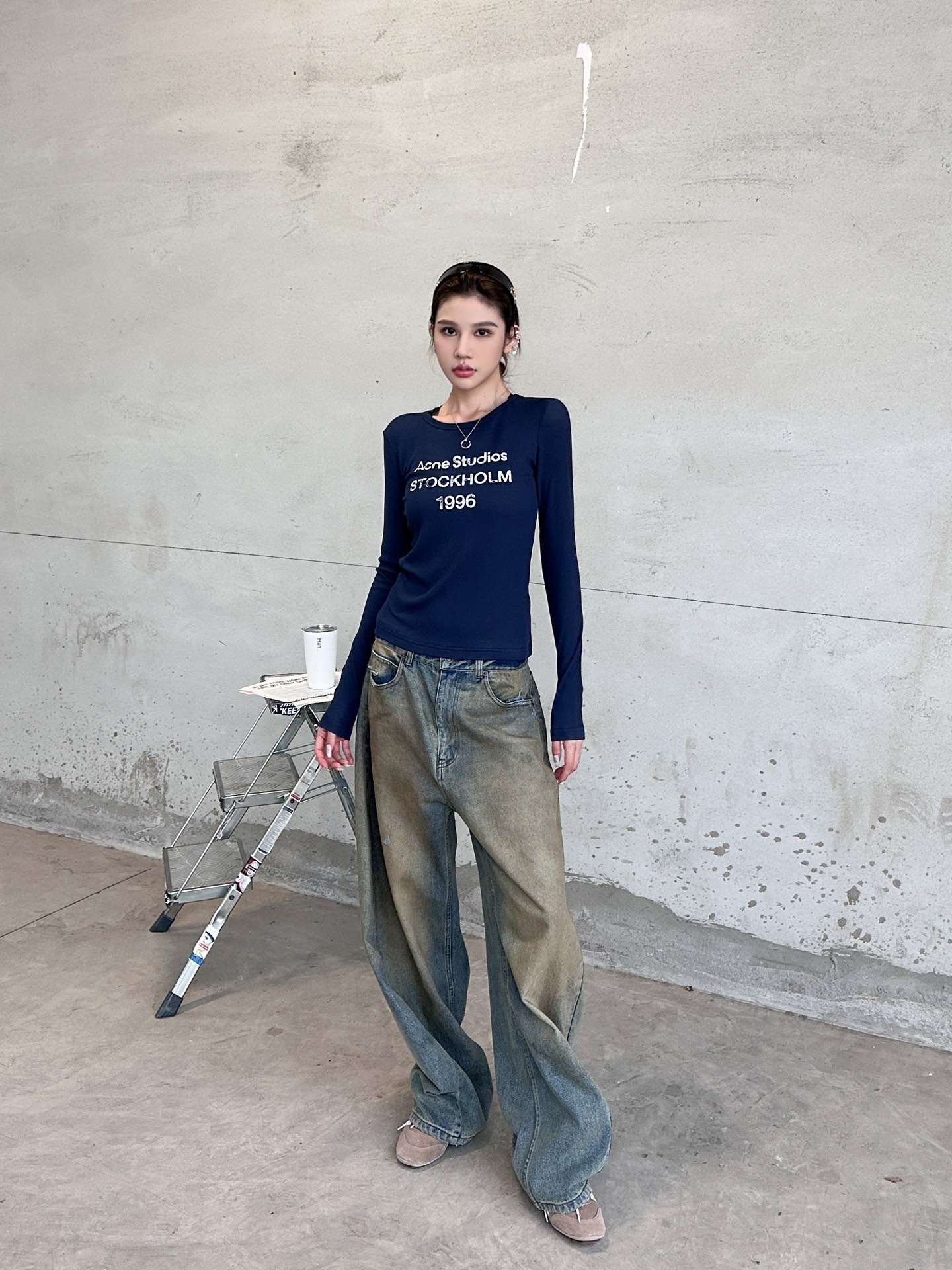 Acne ｜ 新款长袖打底，前后印花莫代尔亚麻面料，休闲时尚，尺码sml