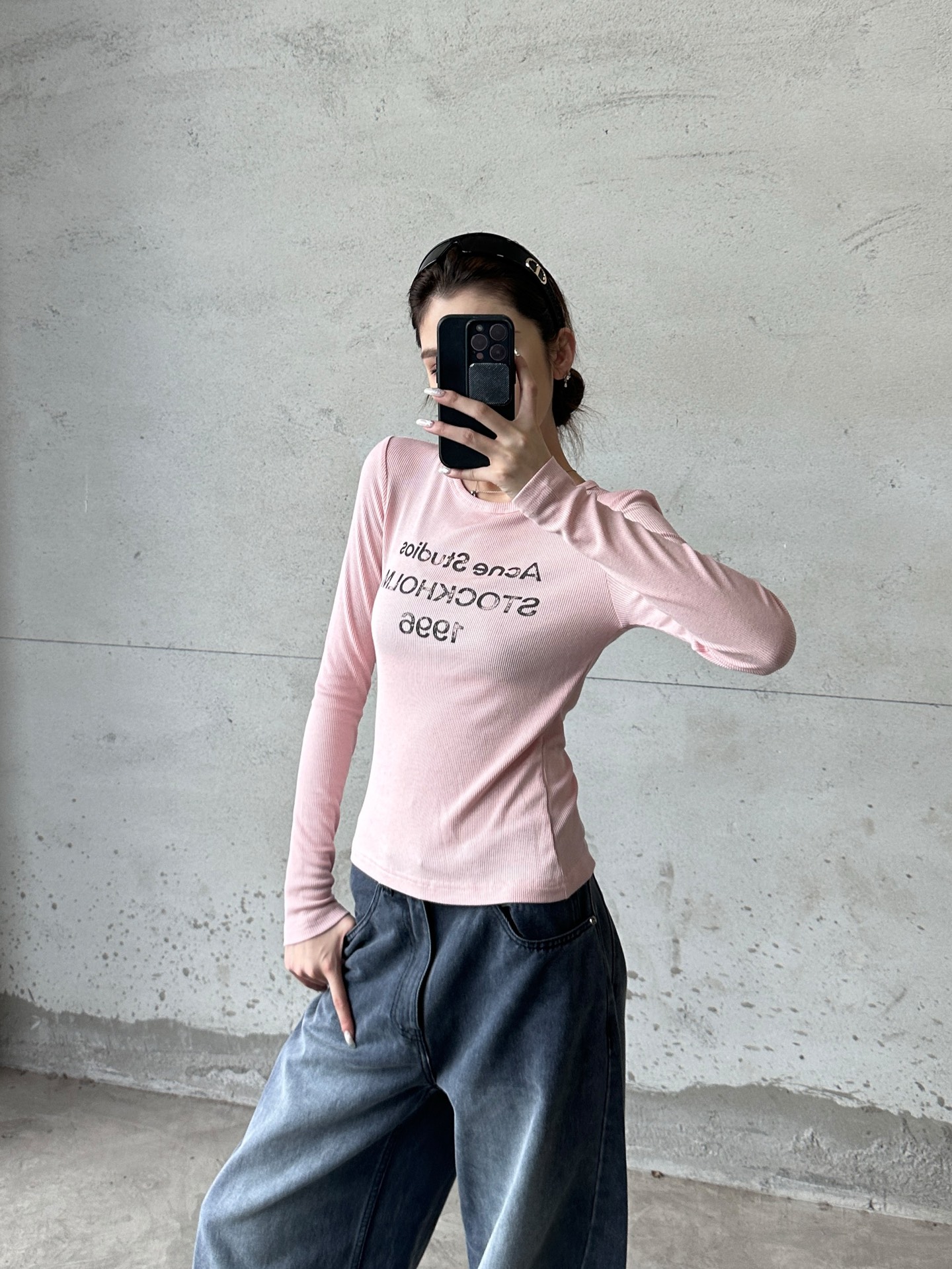 Acne ｜ 新款长袖打底，前后印花莫代尔亚麻面料，休闲时尚，尺码sml