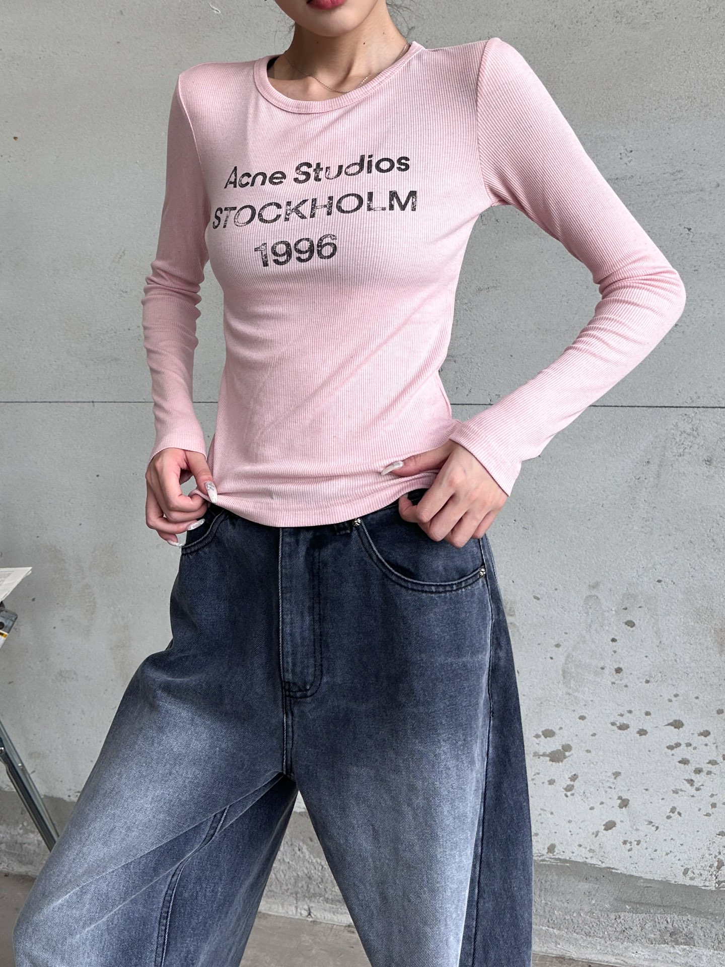 Acne ｜ 新款长袖打底，前后印花莫代尔亚麻面料，休闲时尚，尺码sml