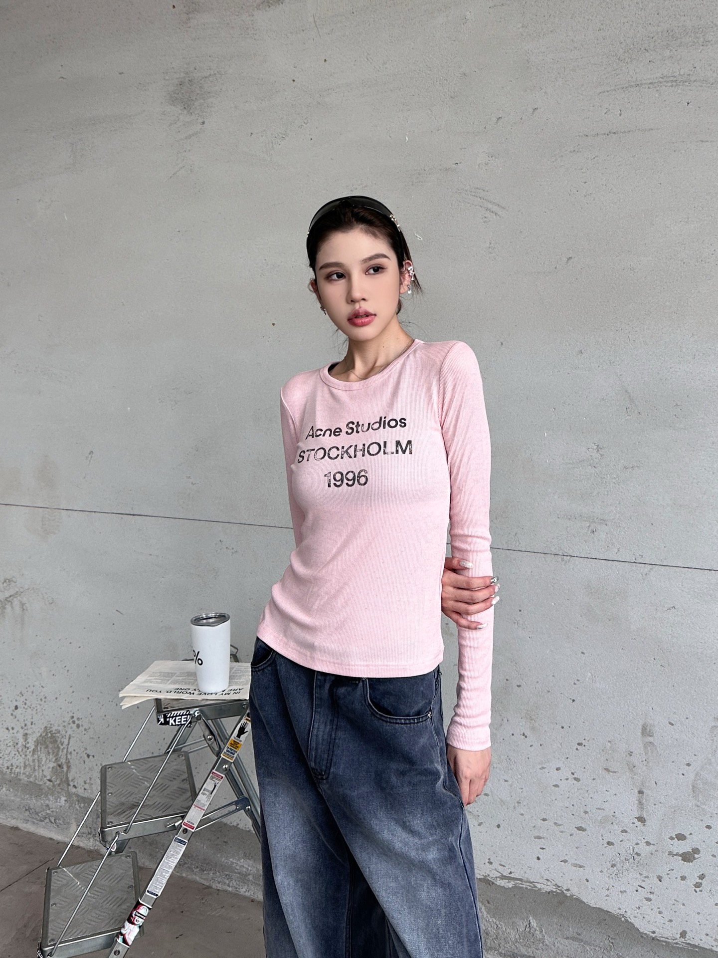 Acne ｜ 新款长袖打底，前后印花莫代尔亚麻面料，休闲时尚，尺码sml