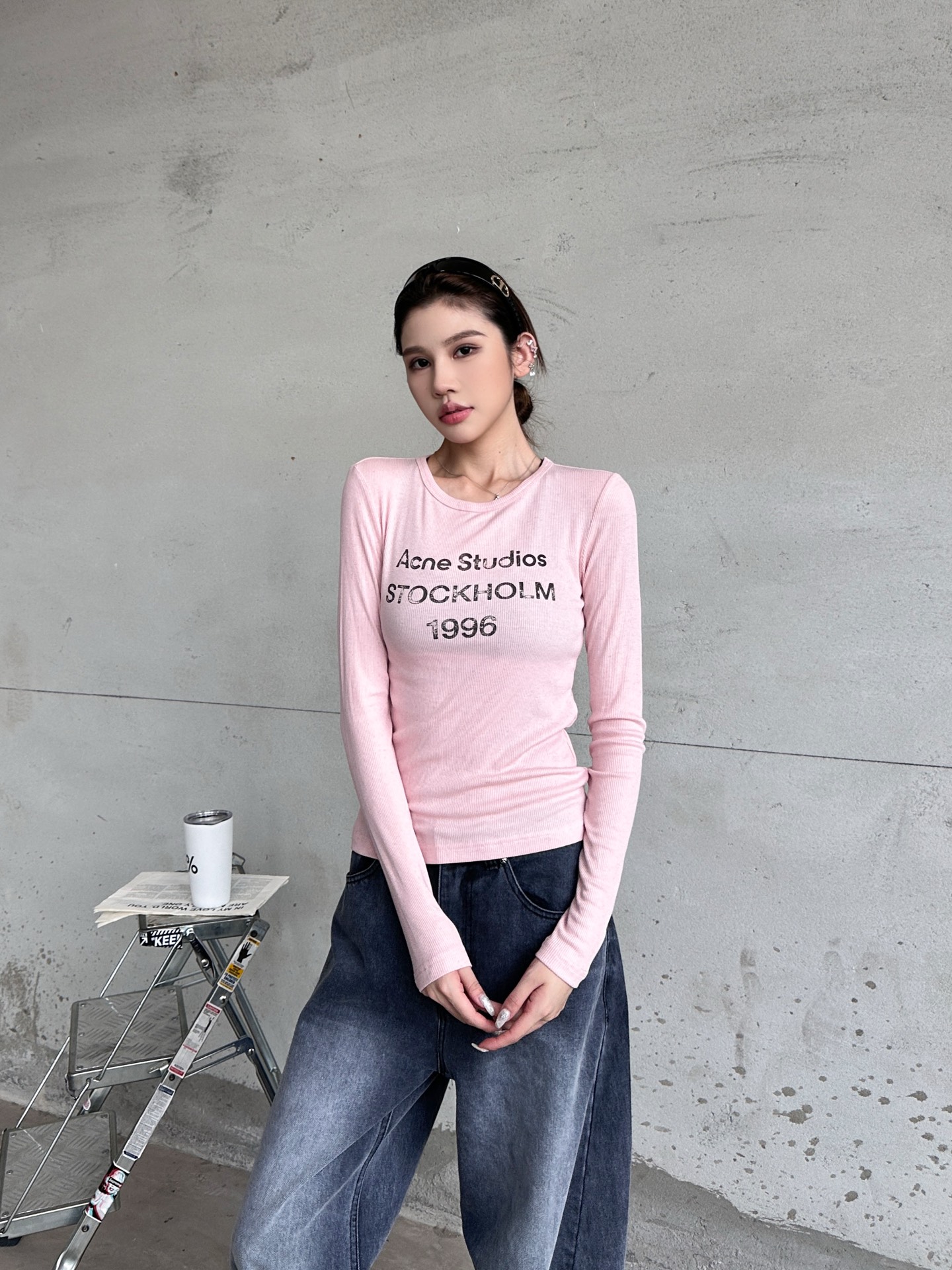 Acne ｜ 新款长袖打底，前后印花莫代尔亚麻面料，休闲时尚，尺码sml