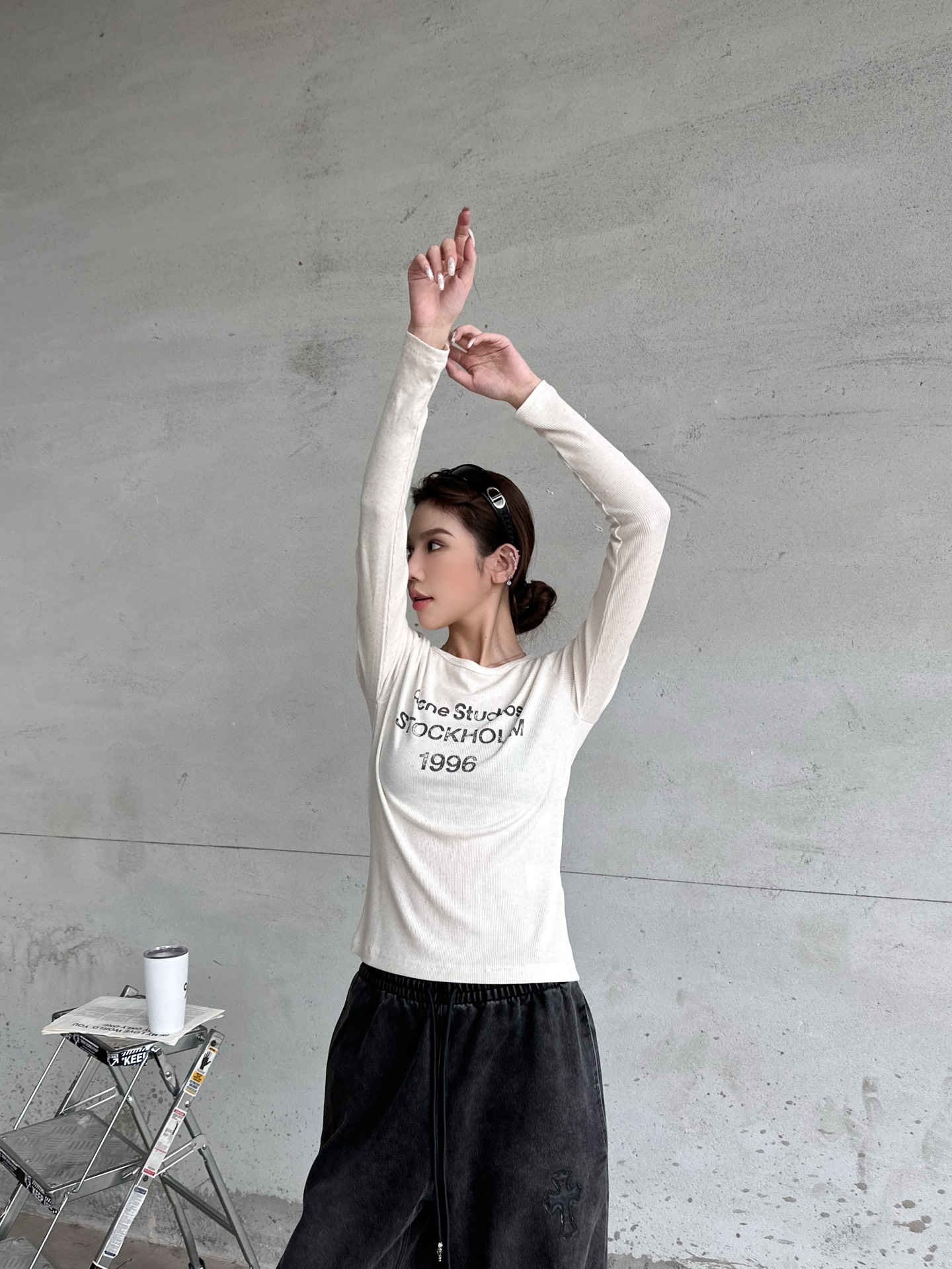 Acne ｜ 新款长袖打底，前后印花莫代尔亚麻面料，休闲时尚，尺码sml