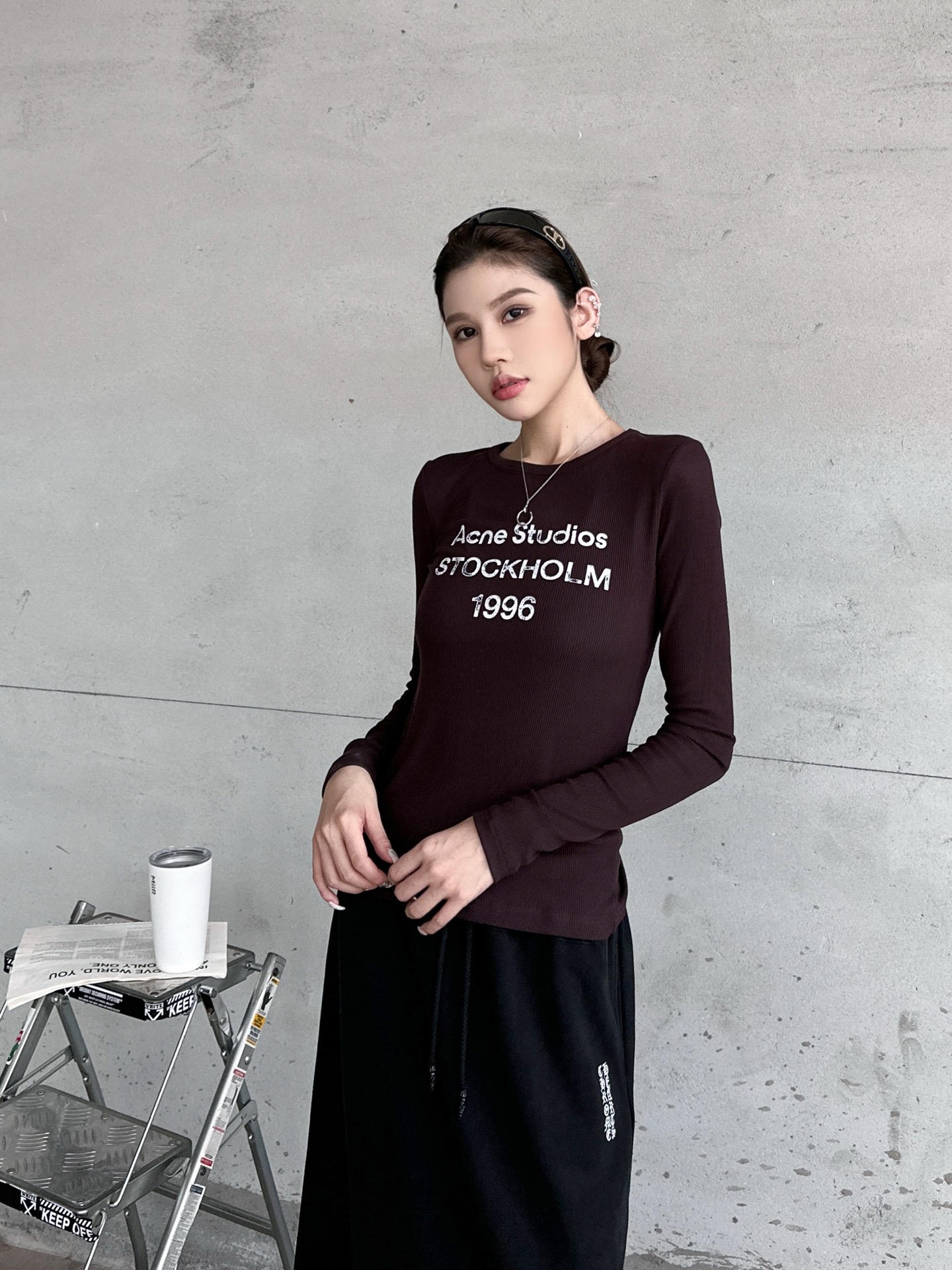 Acne ｜ 新款长袖打底，前后印花莫代尔亚麻面料，休闲时尚，尺码sml