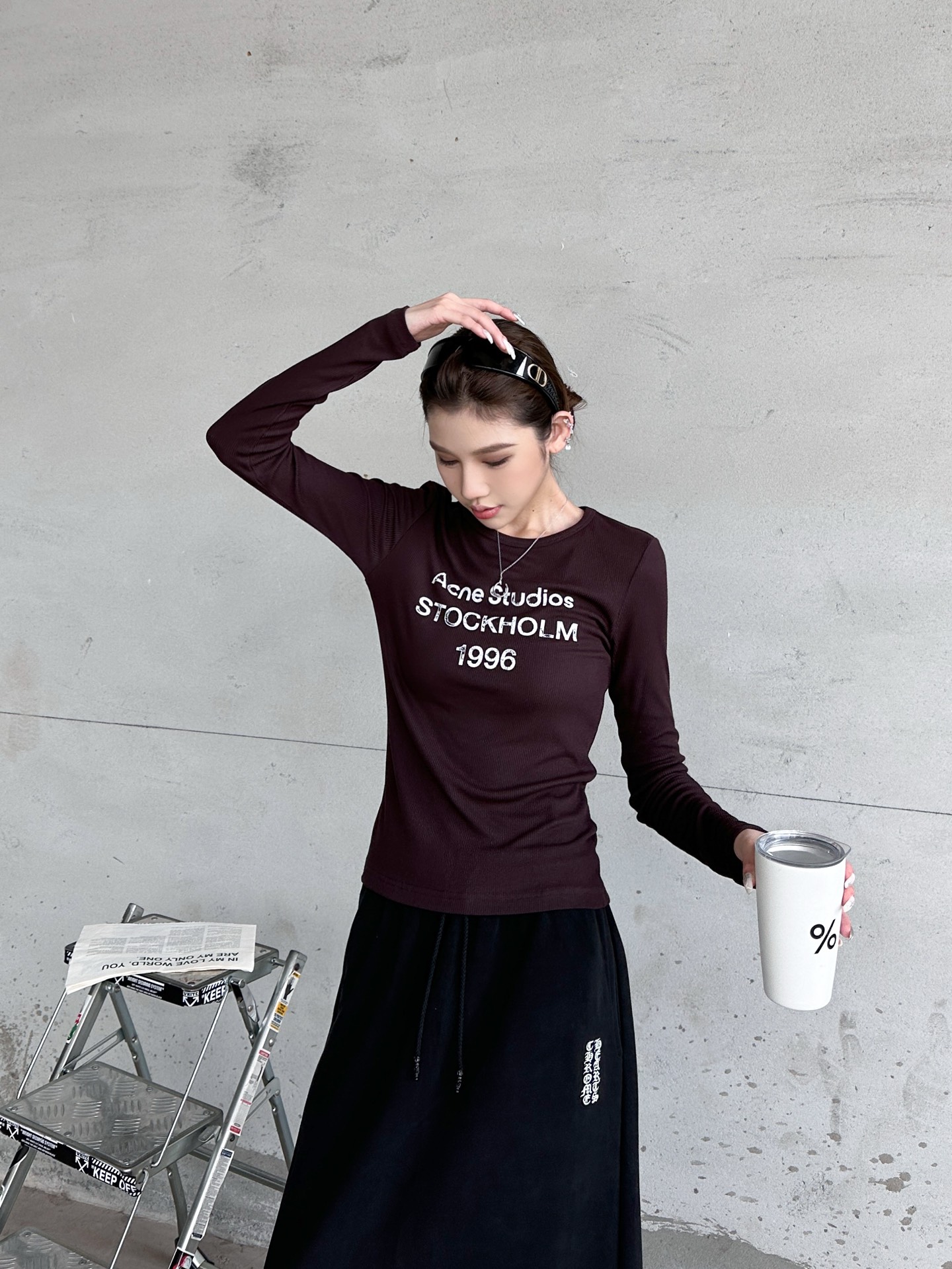 Acne ｜ 新款长袖打底，前后印花莫代尔亚麻面料，休闲时尚，尺码sml