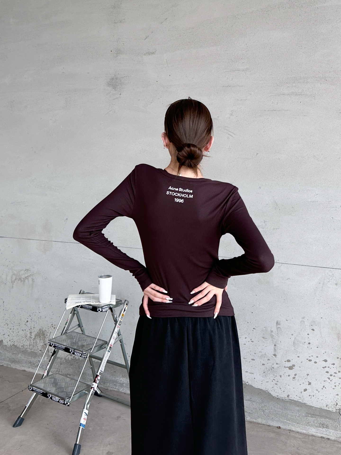 Acne ｜ 新款长袖打底，前后印花莫代尔亚麻面料，休闲时尚，尺码sml