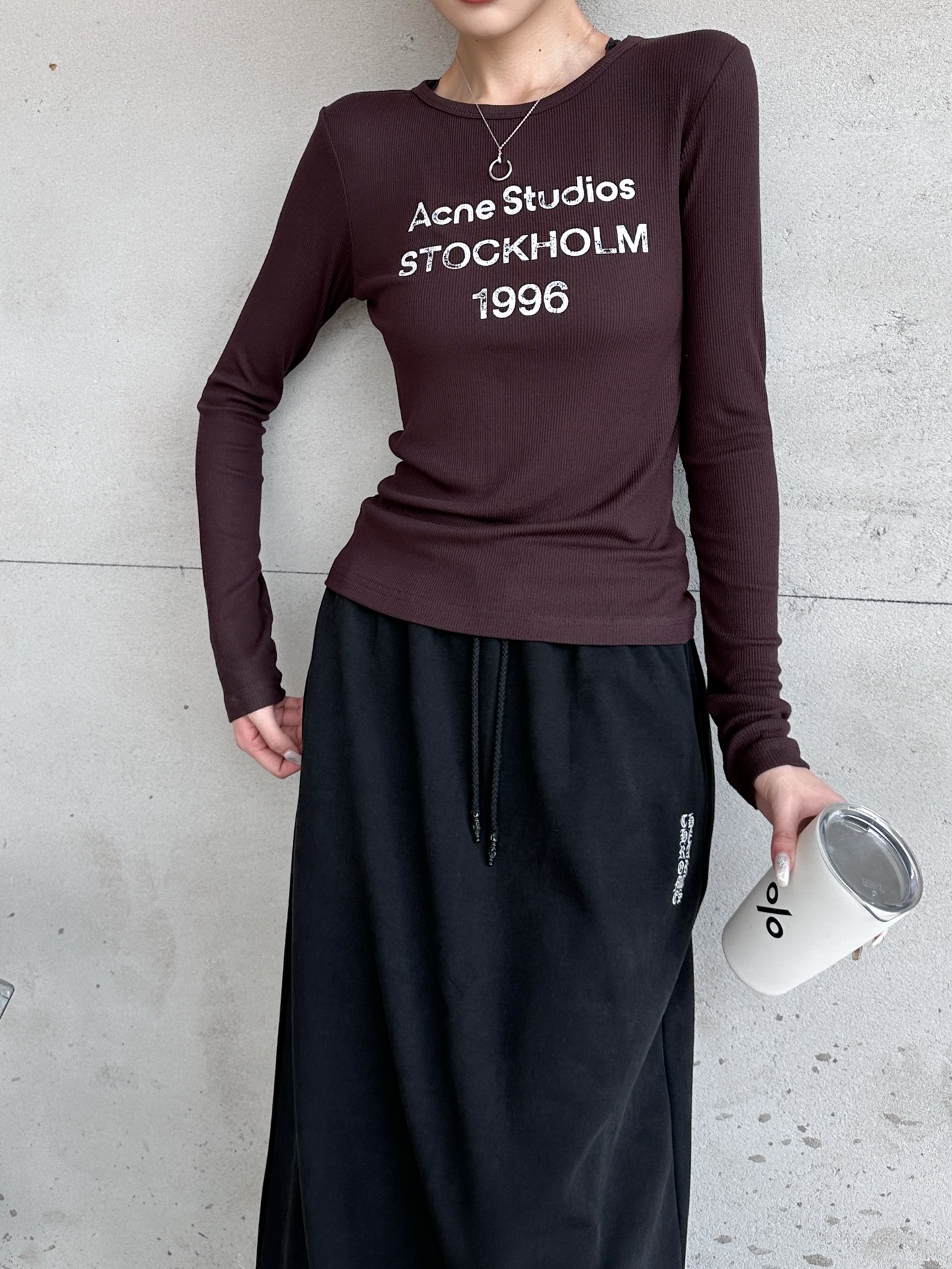 Acne ｜ 新款长袖打底，前后印花莫代尔亚麻面料，休闲时尚，尺码sml